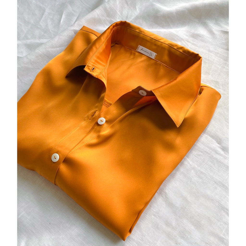 Elegant Satin Blouse Long Sleeve Button-Up Workwear - Office Blouse Kathy