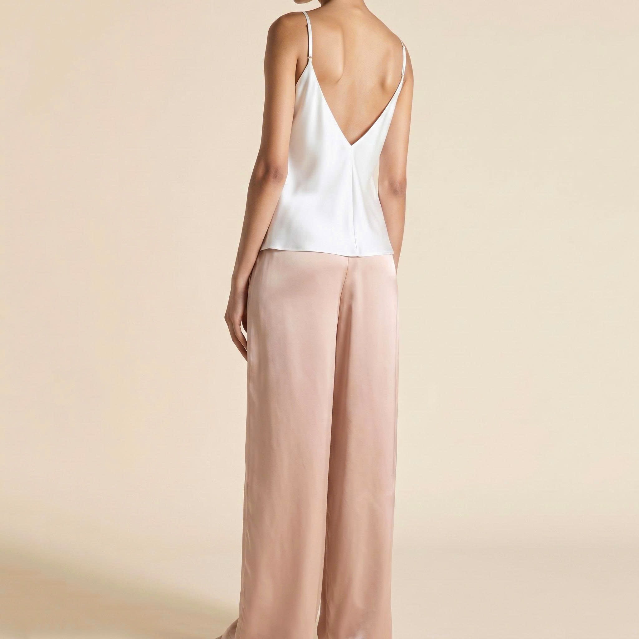 Mauve Set Satin Cami Long Pants For Women, Bridal Sleepwear, Loungewear Pajama Set