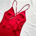Black Satin Cut Out Nightgown Backless Slip Dress Sexy Women's Sleepwear TINY