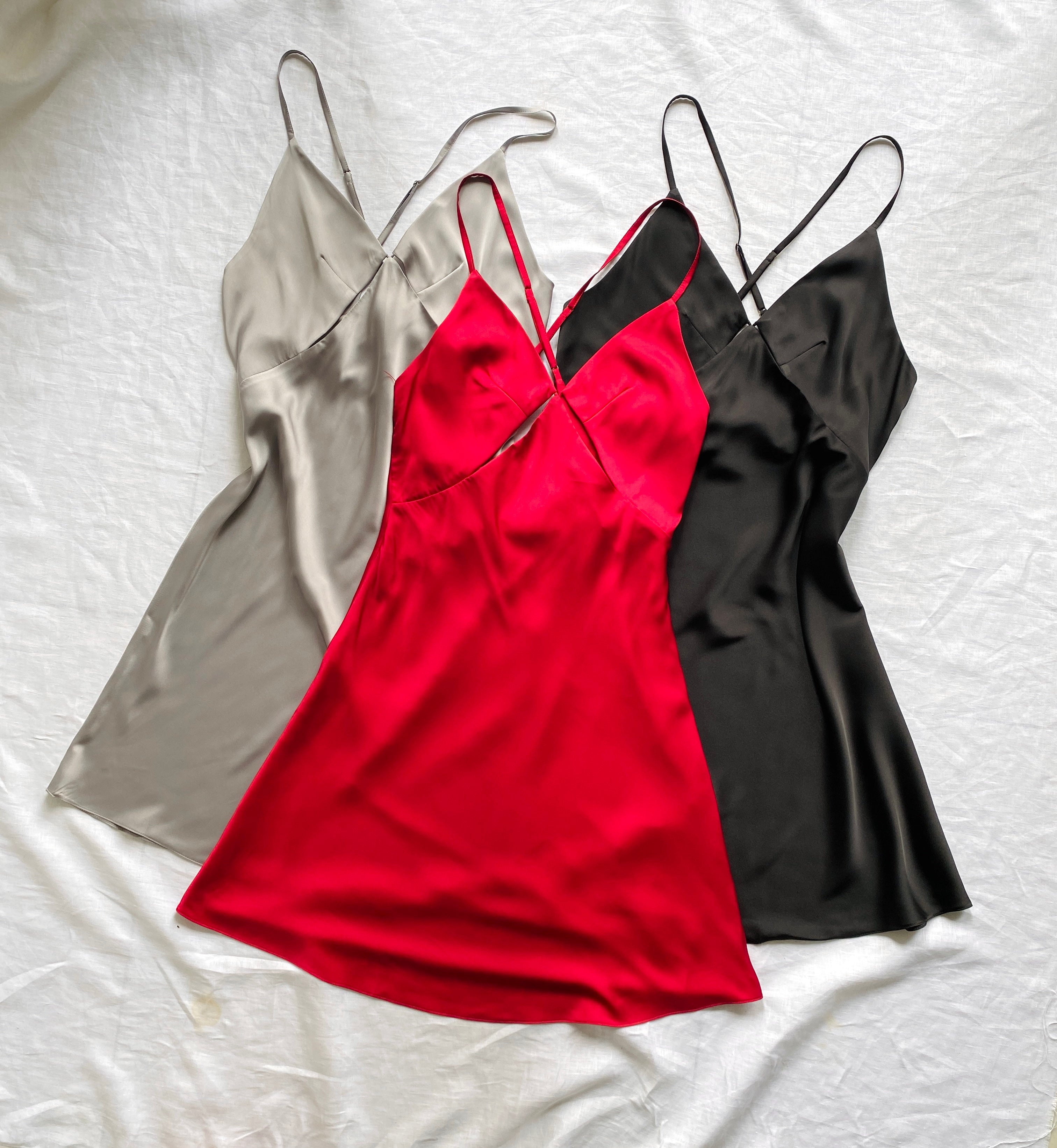 Black Satin Cut Out Nightgown Backless Slip Dress Sexy Women's Sleepwear TINY