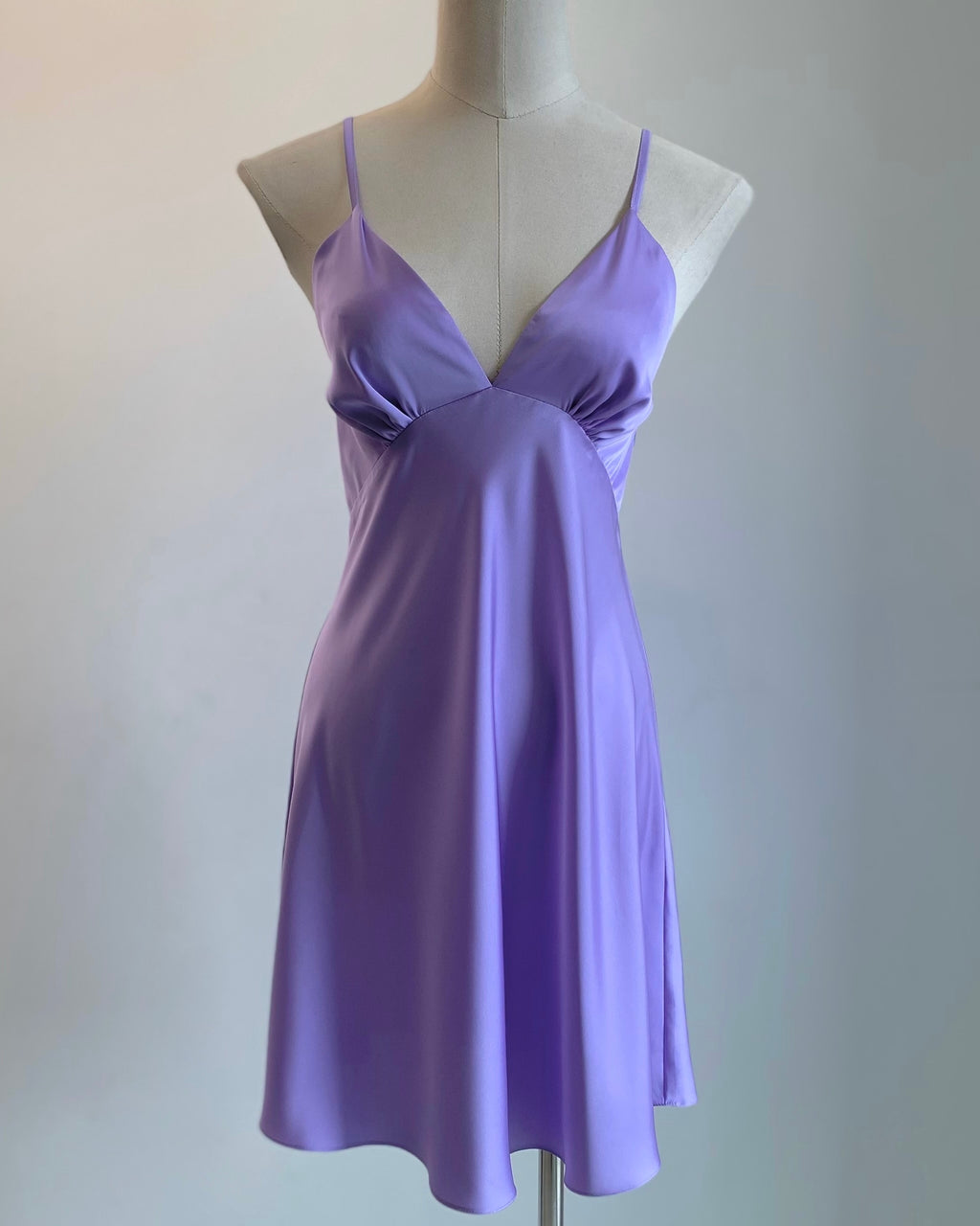 Purple Satin Slip Dress Women's Sleepwear Cami Nightgown Kevacup1