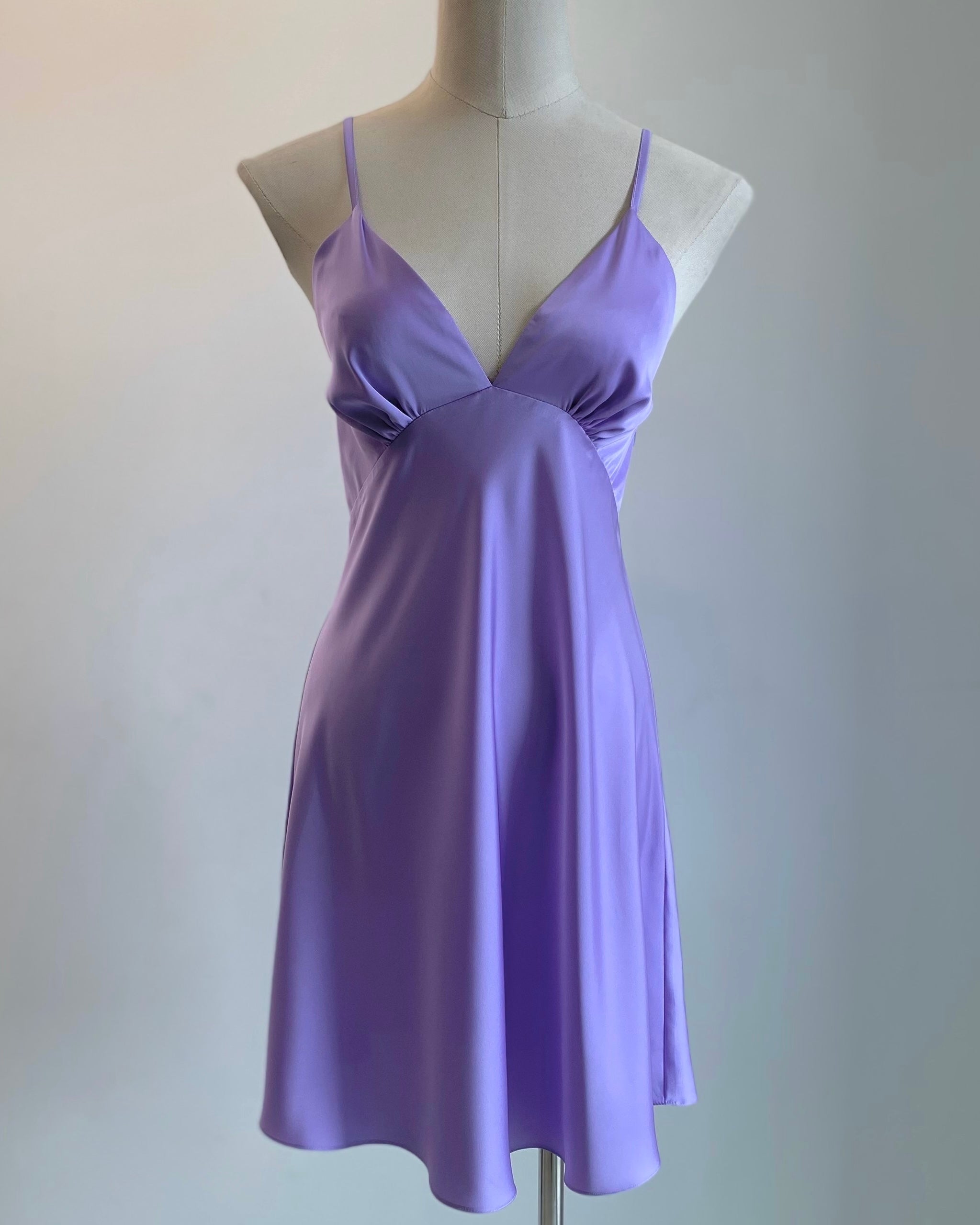 Purple Satin Slip Dress Women's Sleepwear Cami Nightgown Kevacup1