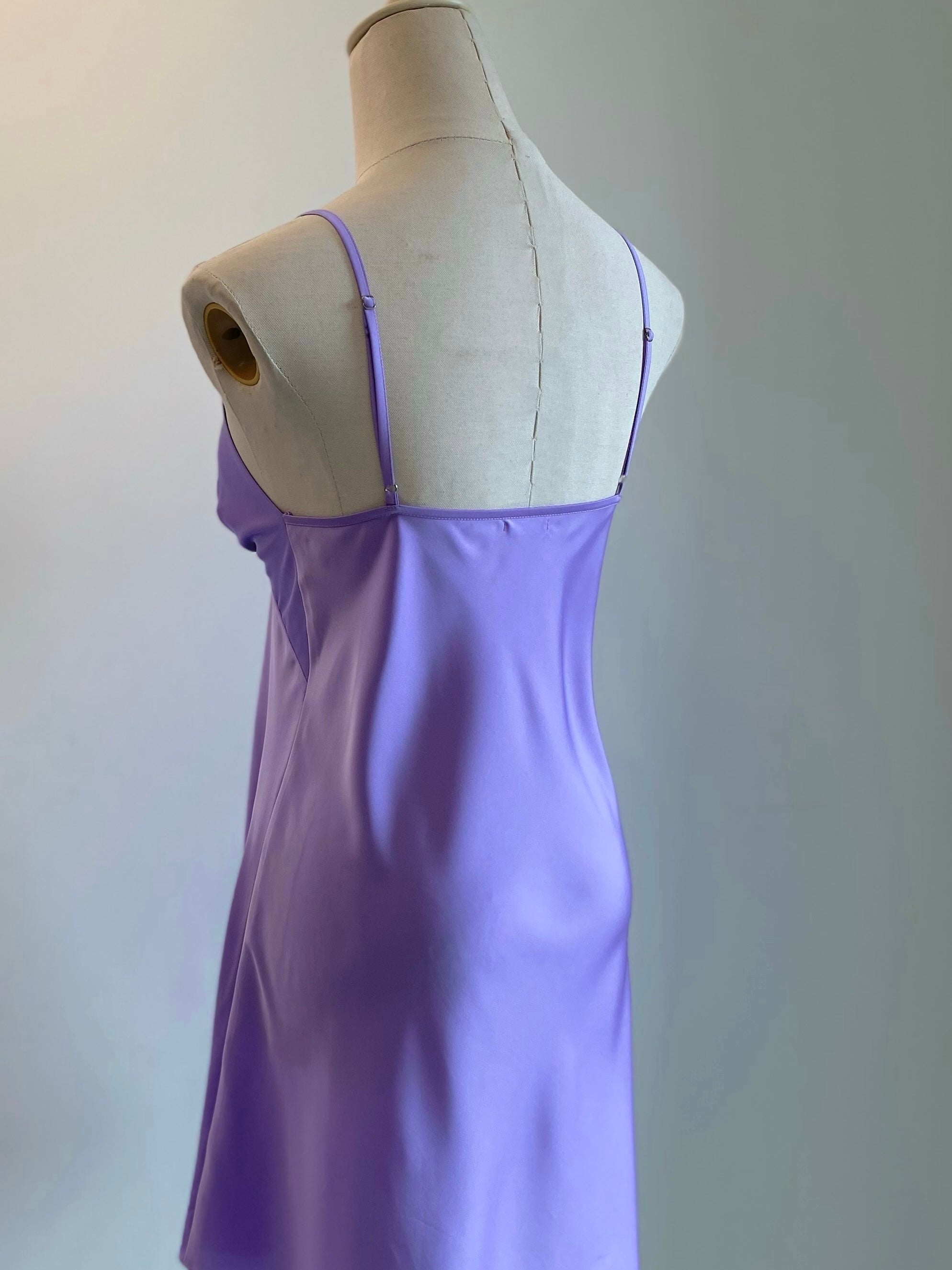 Purple Satin Slip Dress Women's Sleepwear Cami Nightgown Kevacup1