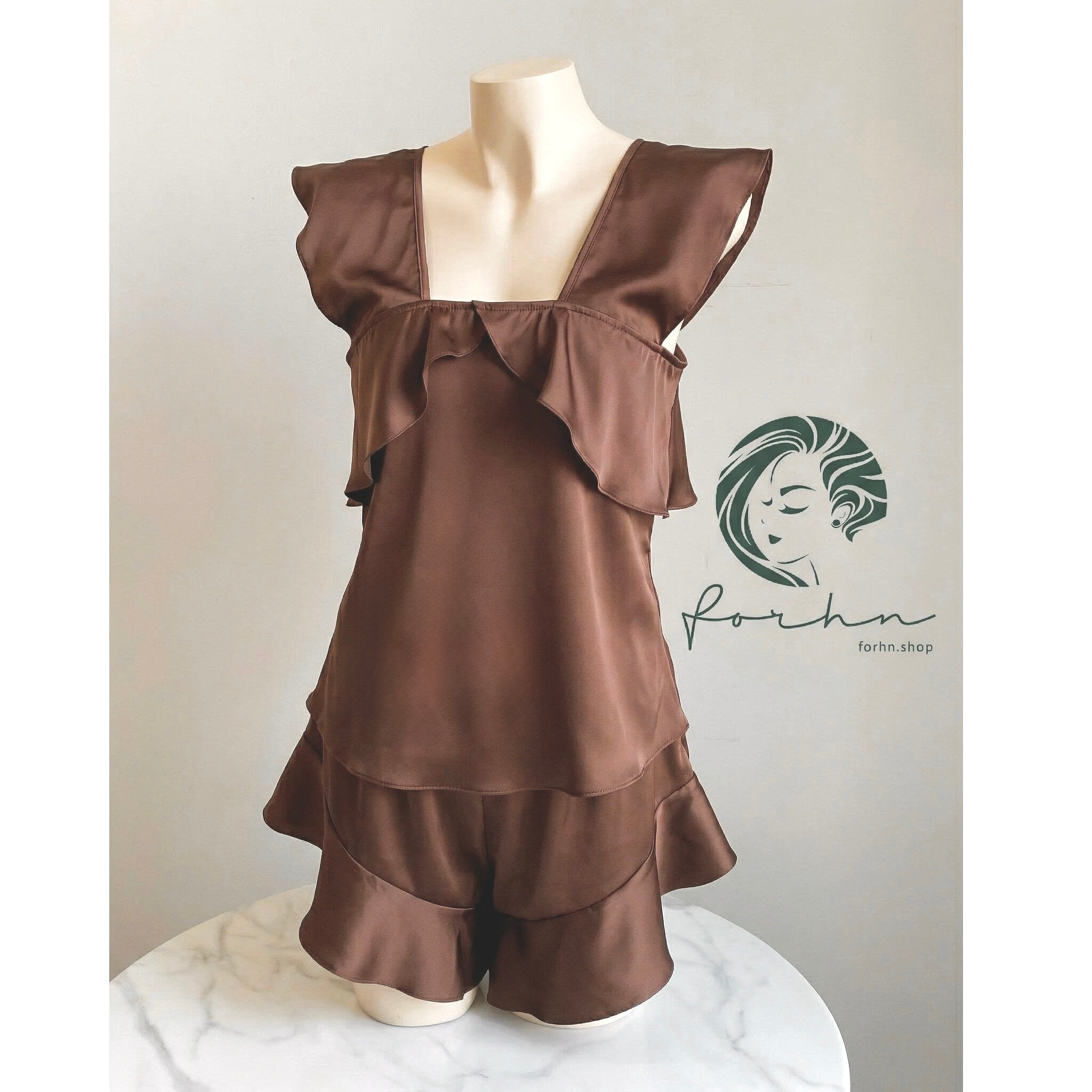 Dark-Mint Satin Pajama Set, Bridesmaid Gift, Women Loungewear KRIS