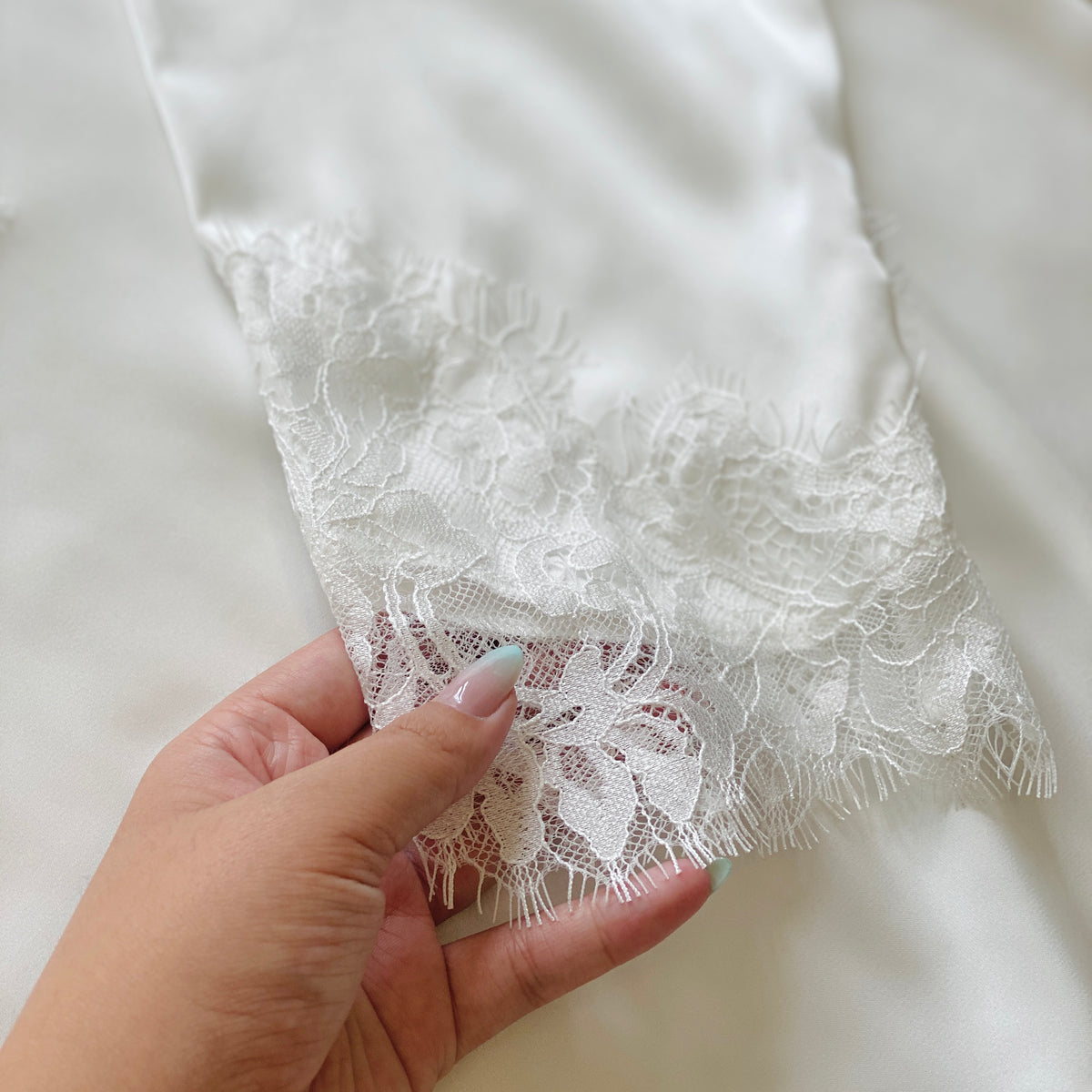 Lace Satin Pajama Set, Long Sleeves Pants Set, Gift for her, Rosalie