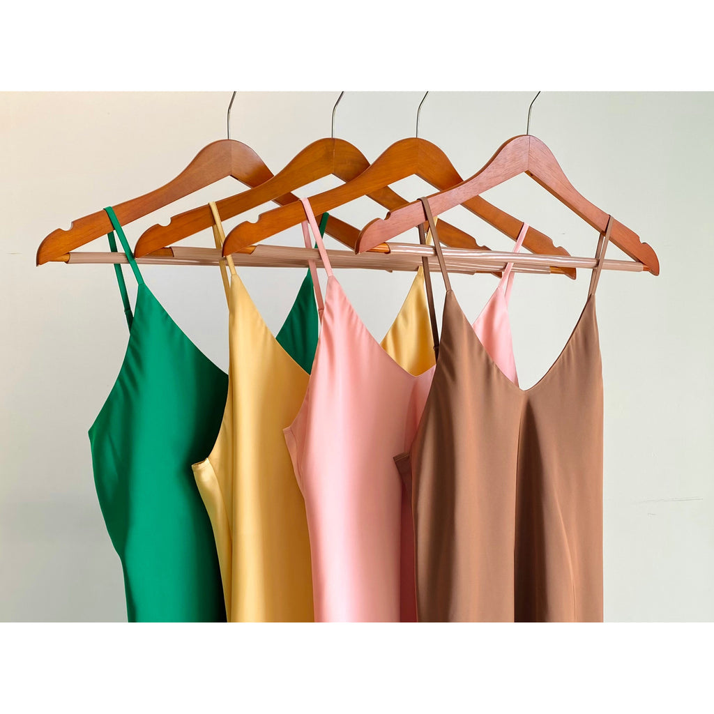 Silky V Neck Nightgown, Side Slit Slip Dress, Summer Nightdress in custom colors, Emerald