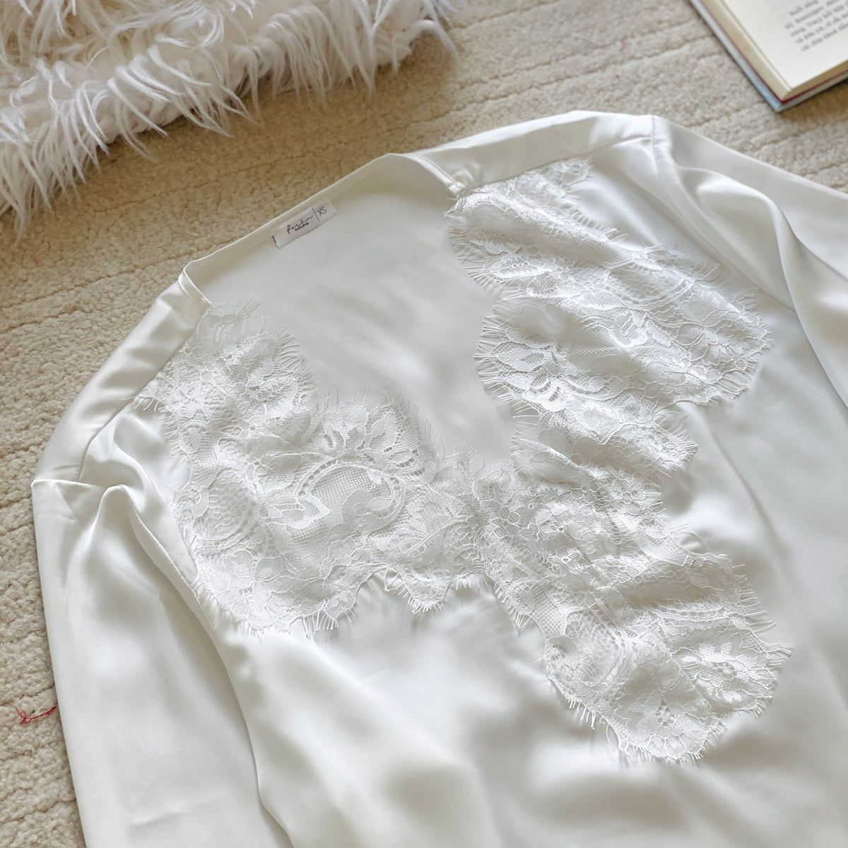 Lace Satin Pajama Set, Long Sleeves Pants Set, Gift for her, Rosalie