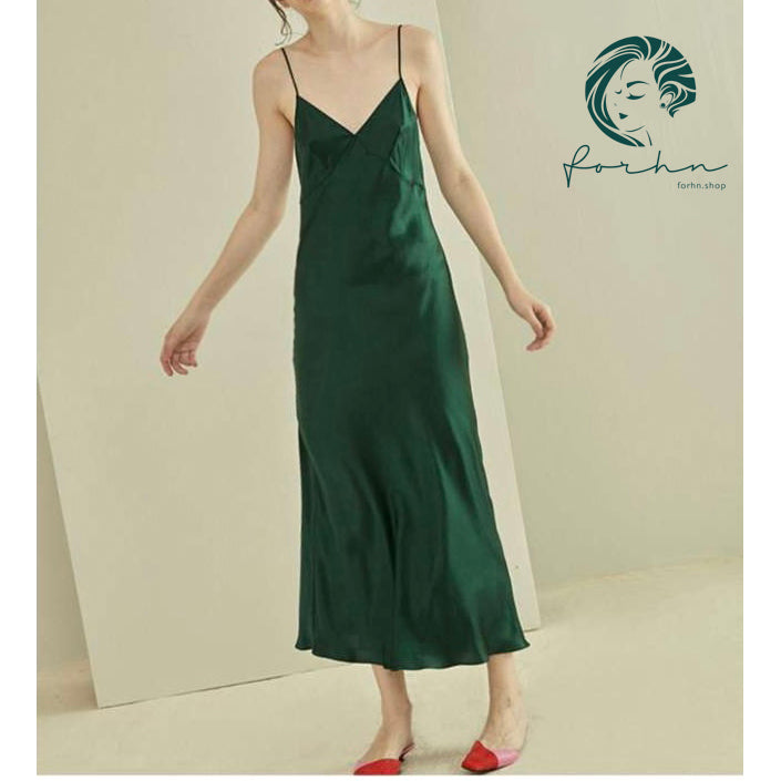 Pandora Heavy Silky Maxi Dress, Satin Long Slip Dress