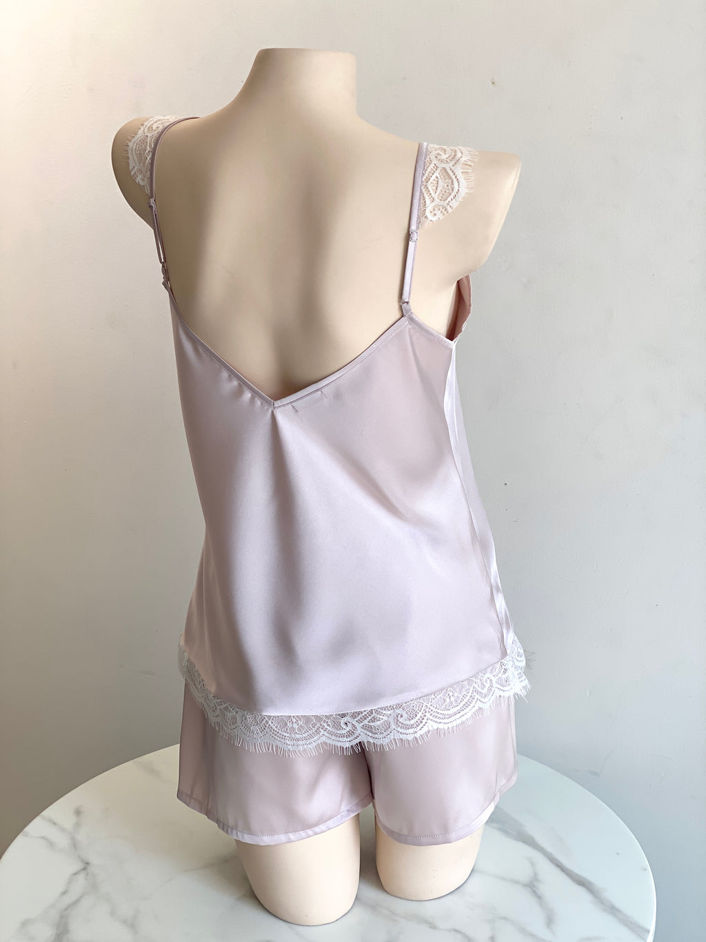 White Lace Satin Pajama Set, Bride Cami & Shorts, Bridal Shower Gift, EIRA Set