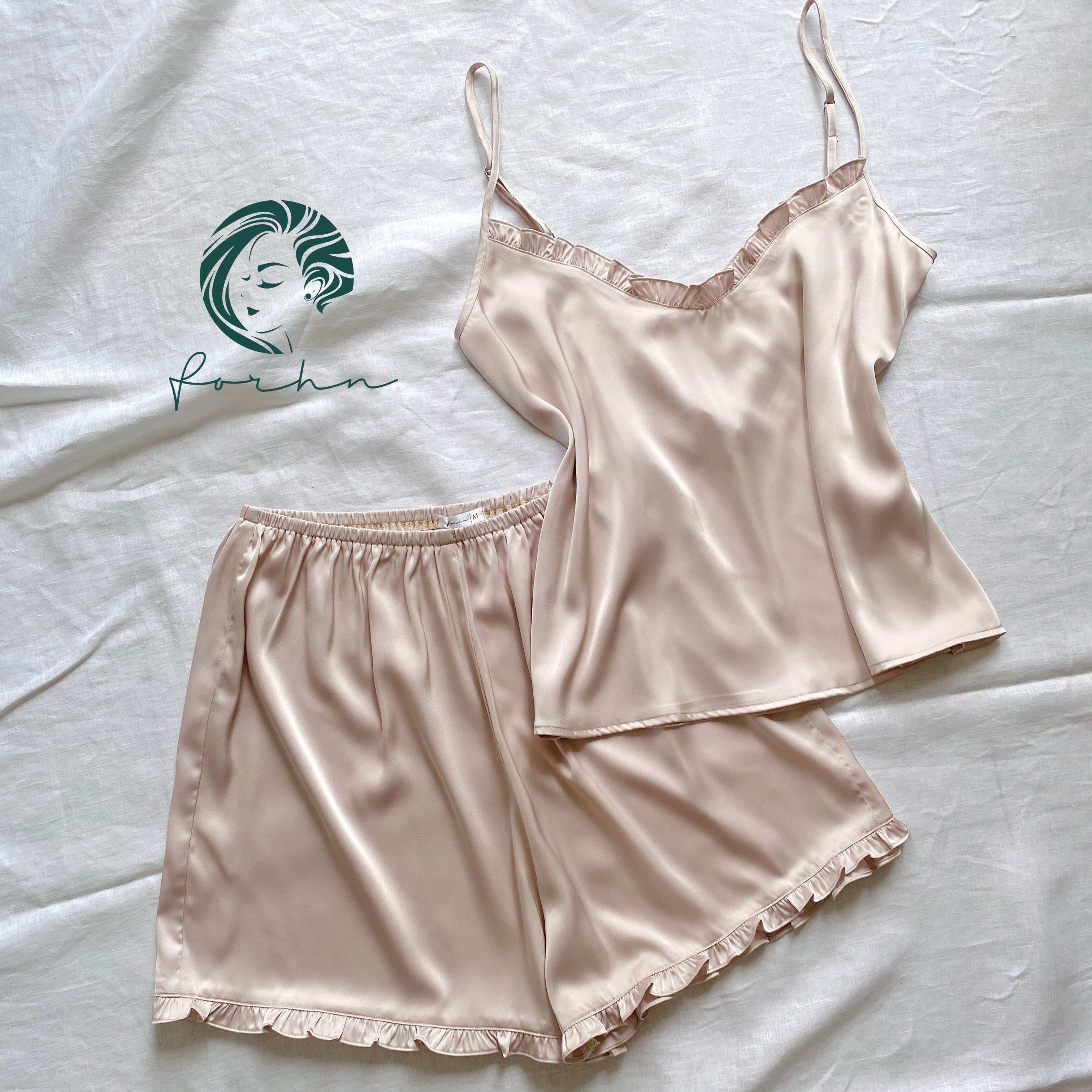 Satin Cami and Shorts: Bridal Party Pajamas, Bride & Bachelorette Gift JULIE