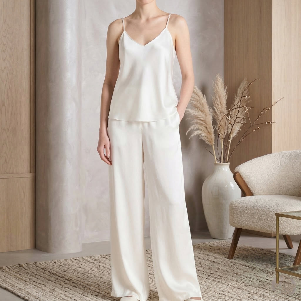 Mauve Set Satin Cami Long Pants For Women, Bridal Sleepwear, Loungewear Pajama Set
