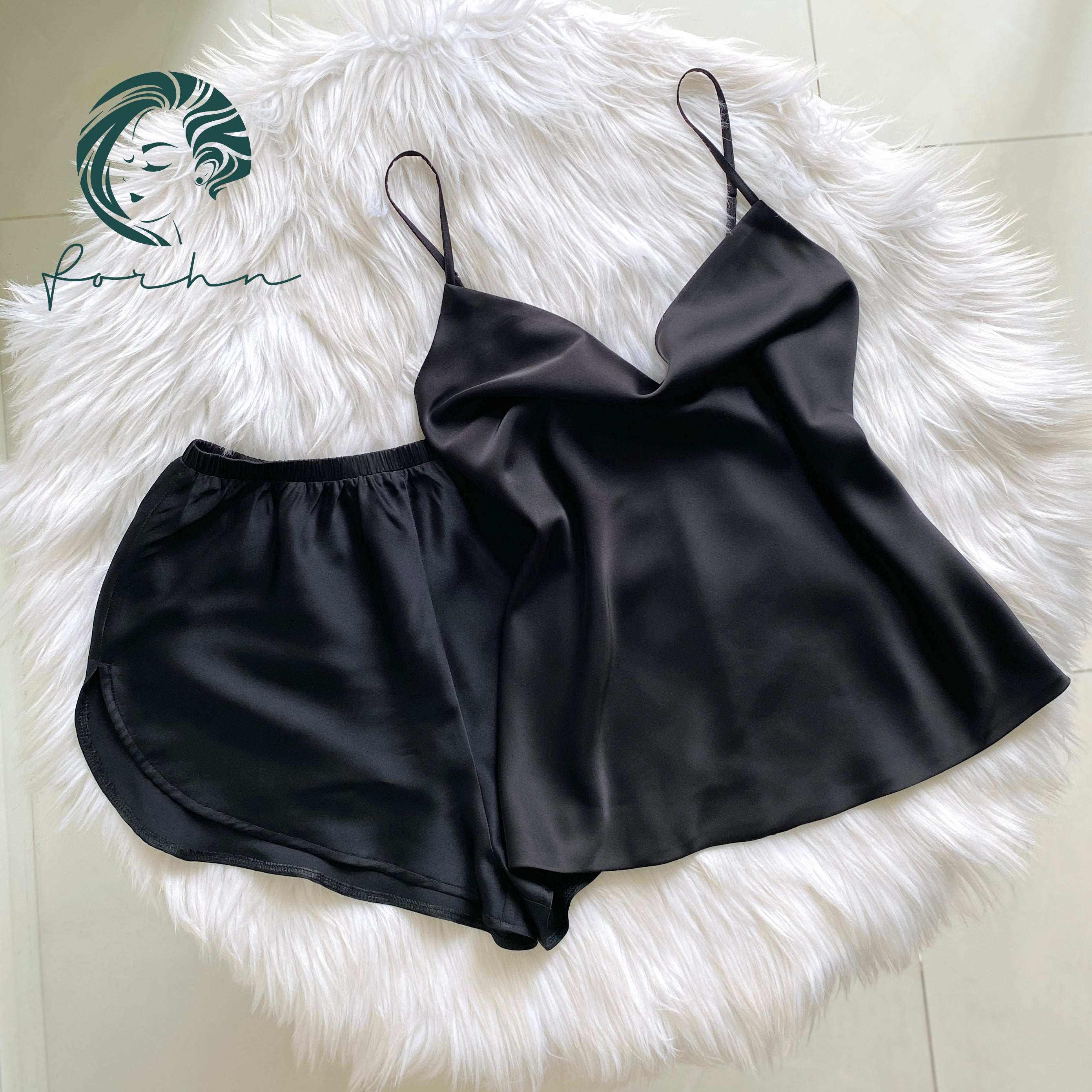 Rosie Sset, Satin Cowl Neck Camisole Set, Women’s Loungewear