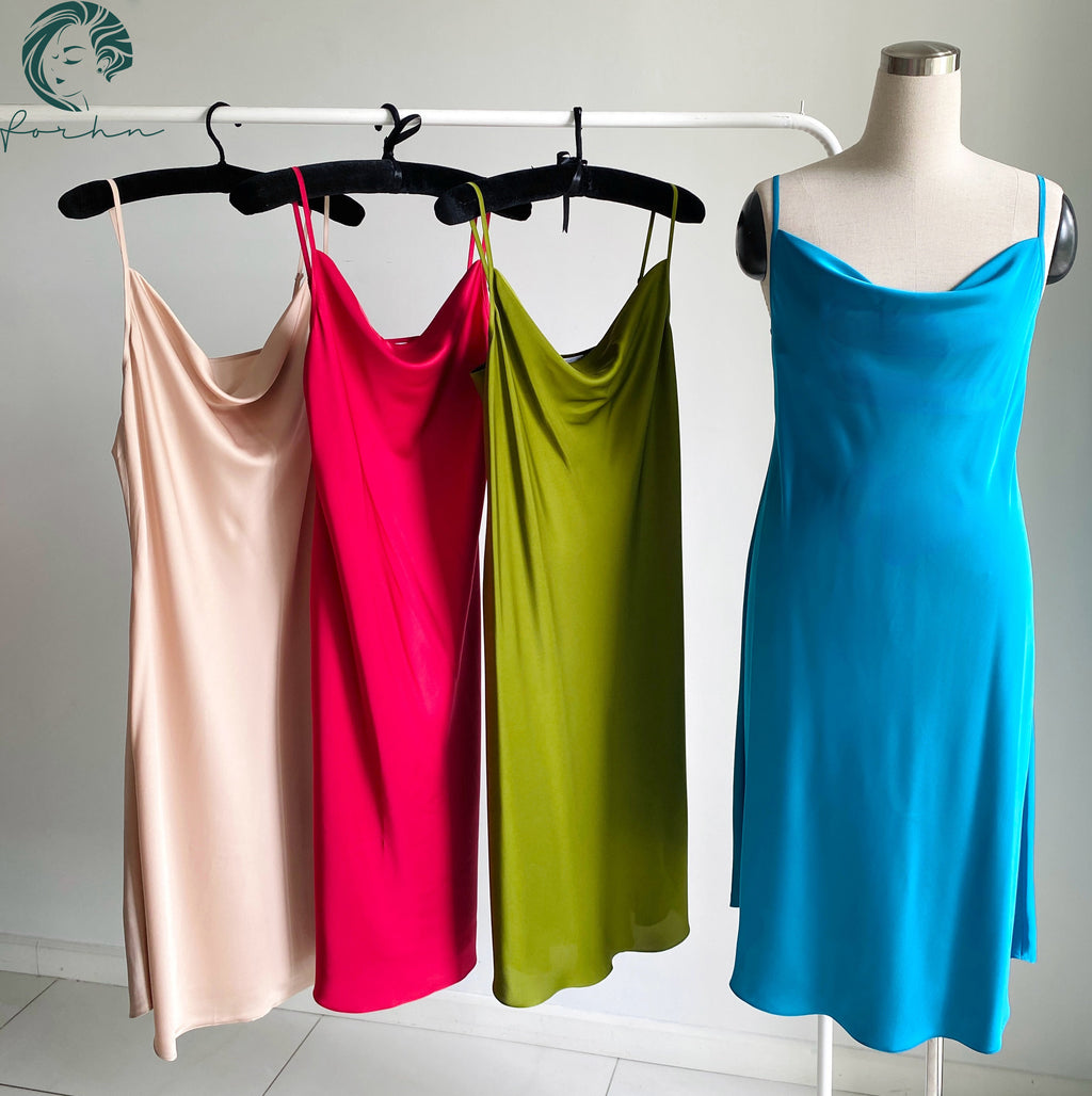 DRDO2 Cowl Neck Silky Dress, Bridesmaid Dress
