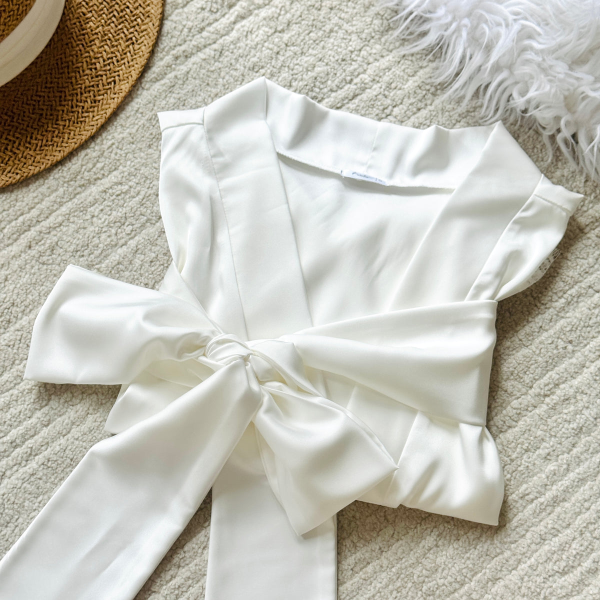 White Satin Slip Dress Lace Robe Set – Sleepwear & Holiday Gift For Her