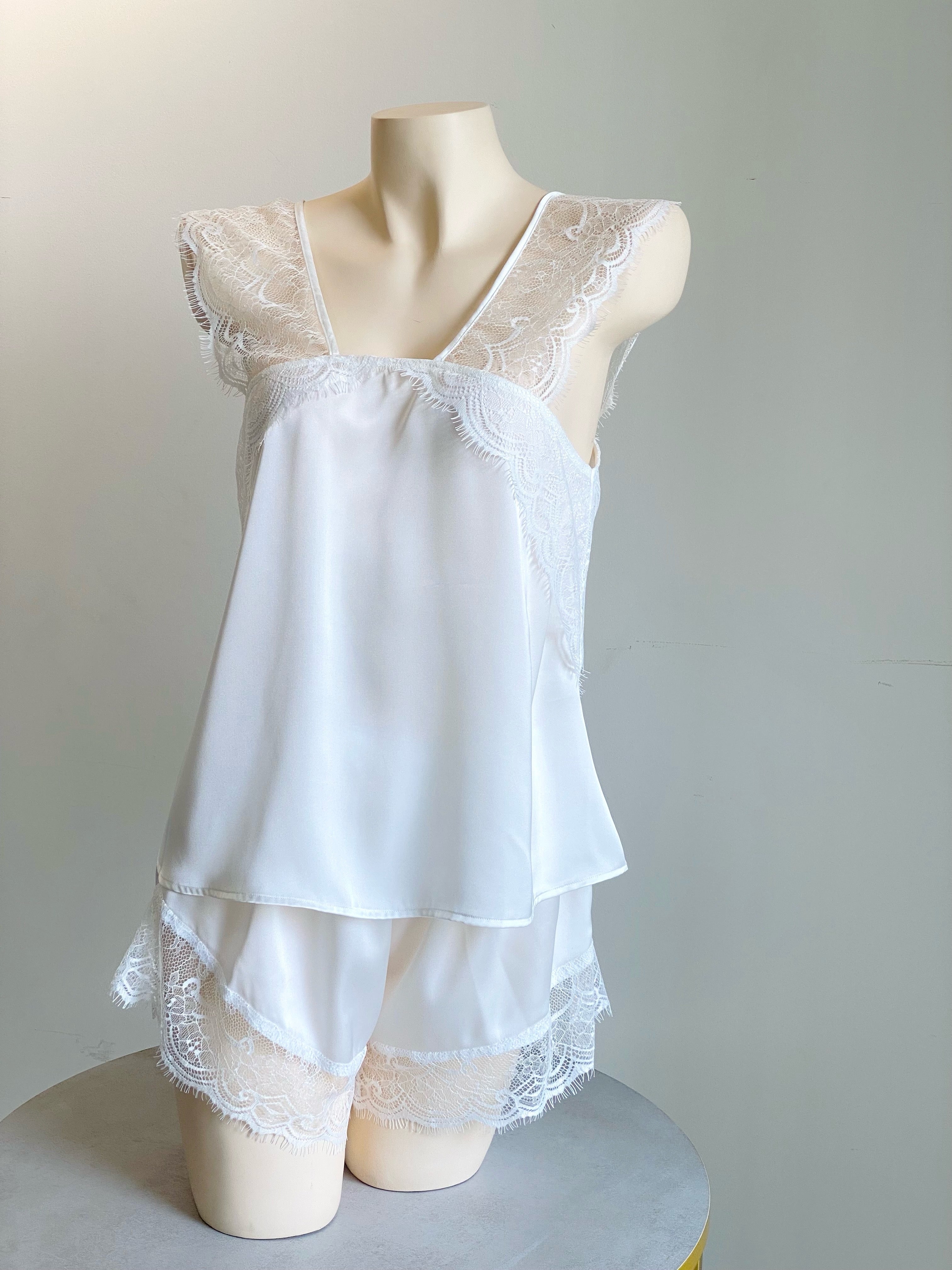 Satin Cami Set Women Bridal Sleepwear Cute Loungewear Pajama KRISTAL