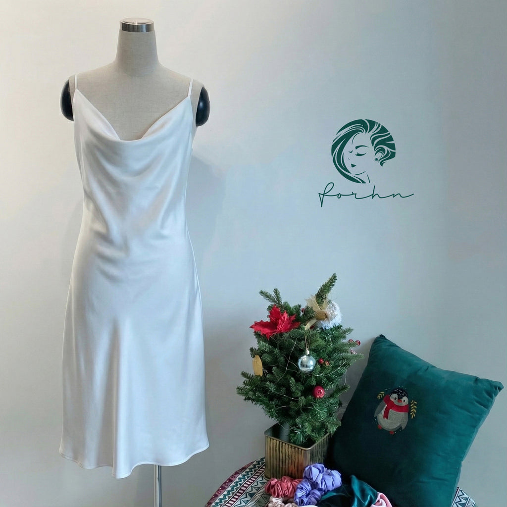 DRDO2 Cowl Neck Silky Dress, Bridesmaid Dress