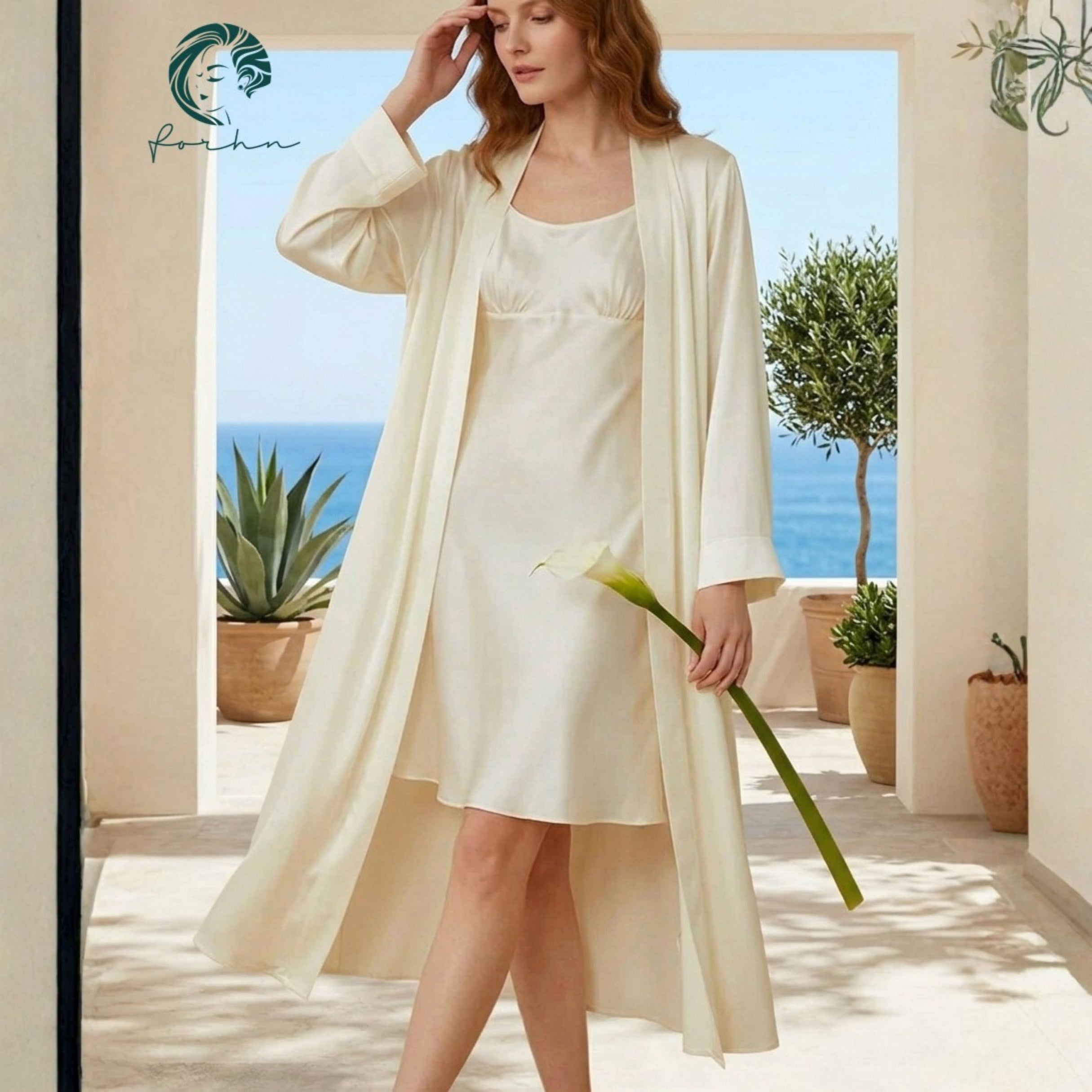 Women's Lounge Robe, Silky Sleepwear, Elegant Sleep Dress Gift For Her JESSIE