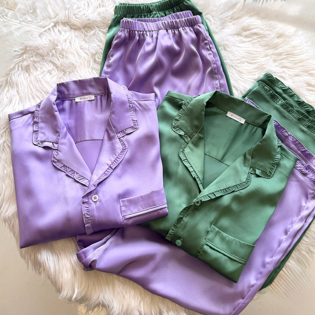 Long Sleeve Satin Pajama Set Women's Silky Sleepwear, Elegant Lounge Set, Juli PJ