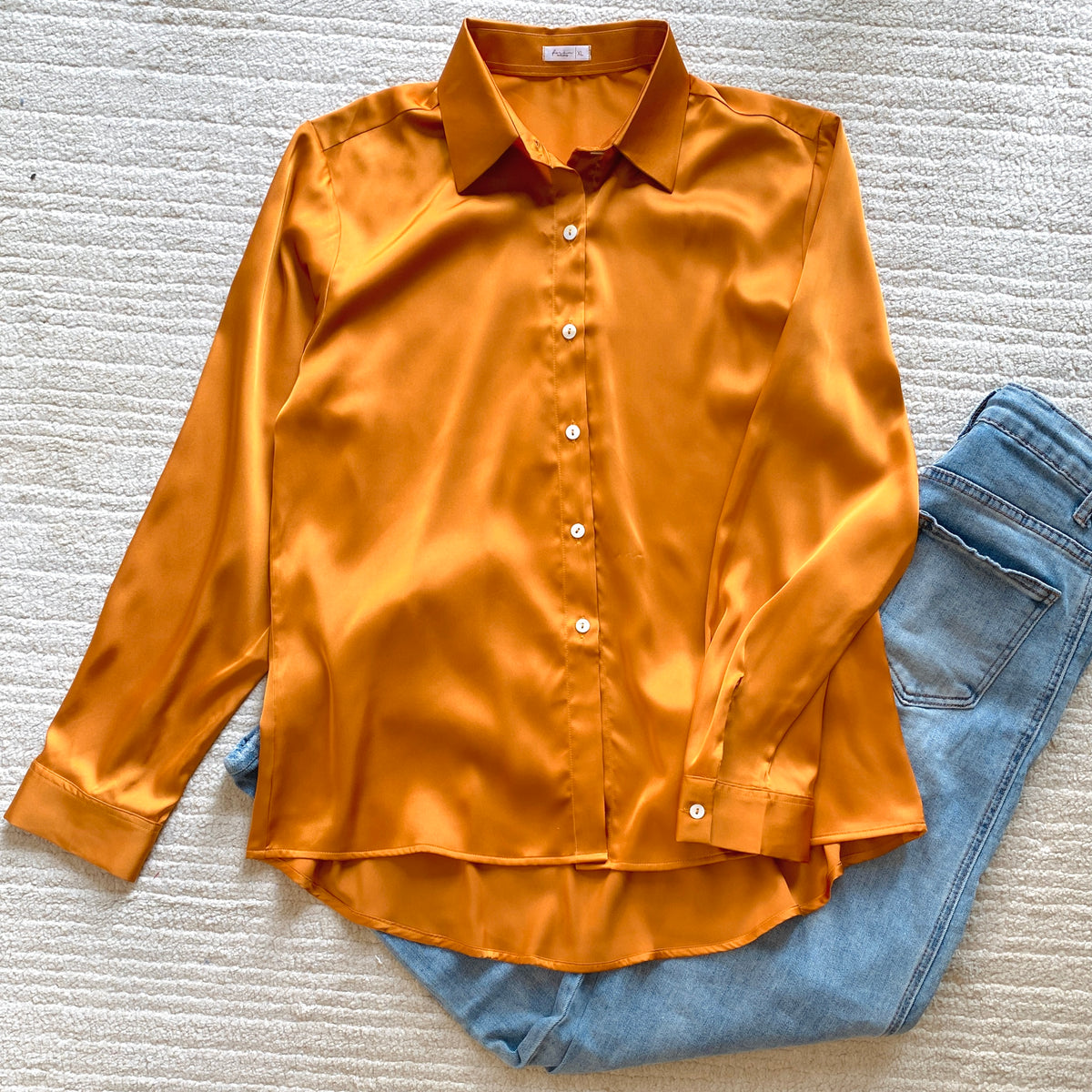 Elegant Satin Blouse Long Sleeve Button-Up Workwear - Office Blouse Kathy