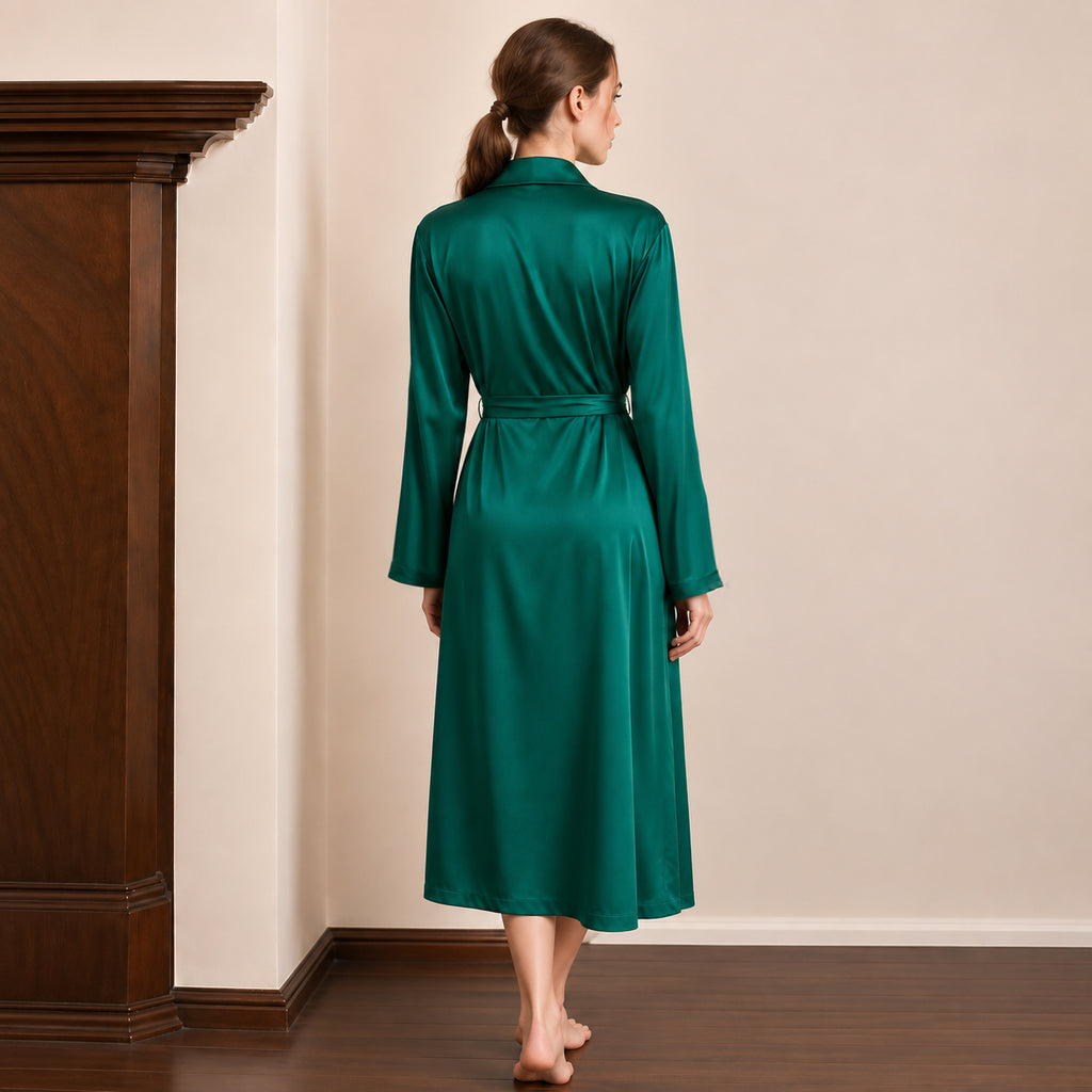 Long Satin Robe, Elegant Women's Robe, Getting Ready Outfit, Custom Colors Silky Loungewear Libé Robe