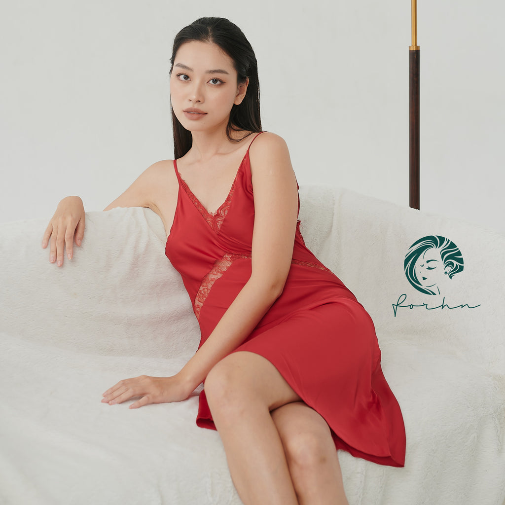Nicky Backless Satin Lace Slip Dress, Open Back Nightgown, Romantic Sleepwear