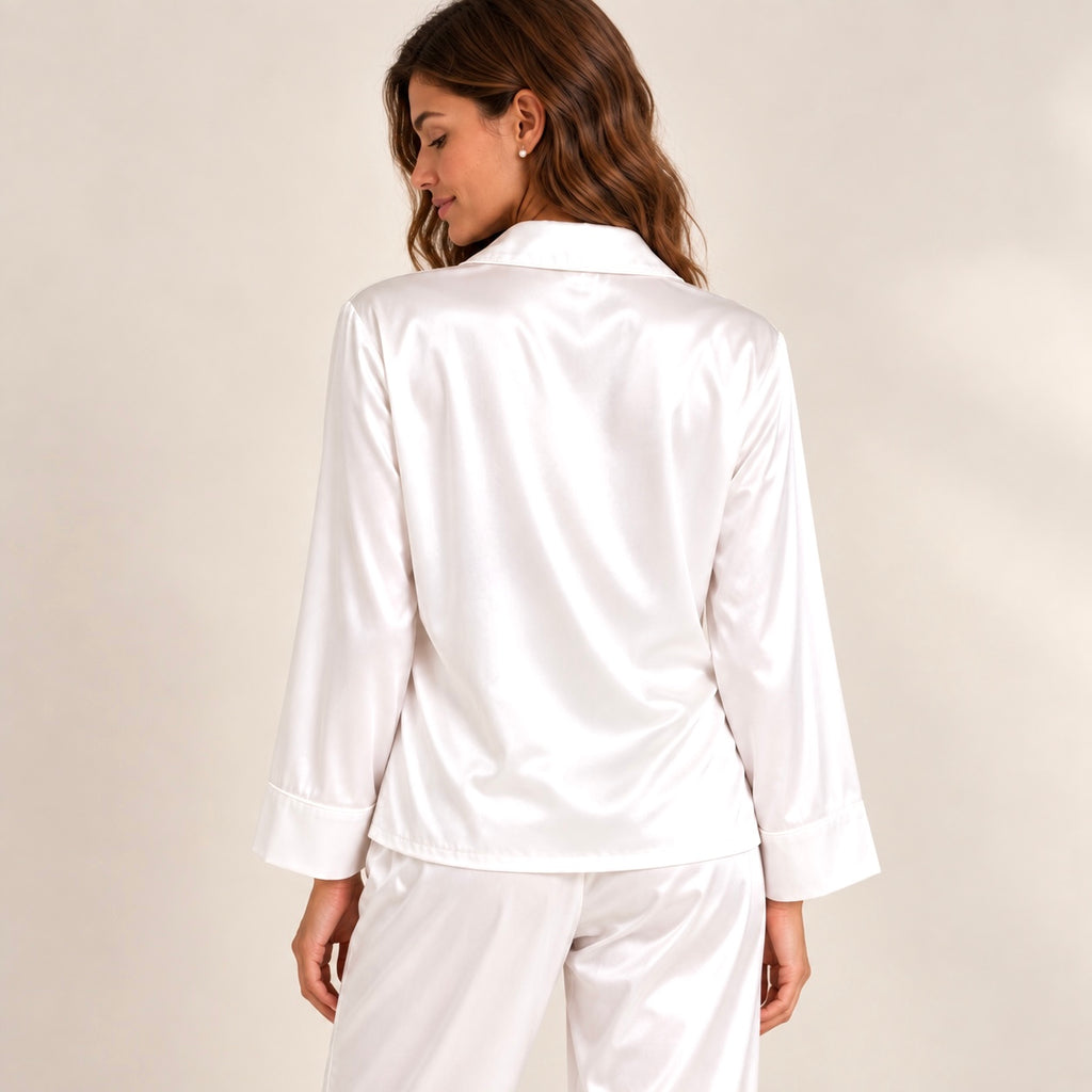 MIX PJ, Satin Pajama Set, Long Sleeve Button-Up Shirt
