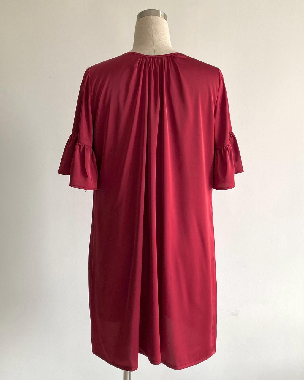 Moonla Ruffle Sleeve Nightgown, Romantic Satin Dress, Feminine Sleep Dress