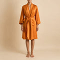 Women's Satin Robe, Short Sleeve Sleepwear, Elegant Nightgown