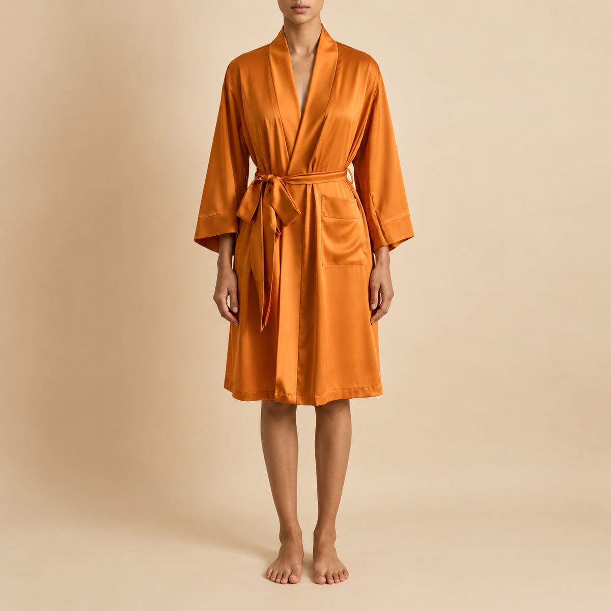Women's Satin Robe, Short Sleeve Sleepwear, Elegant Nightgown