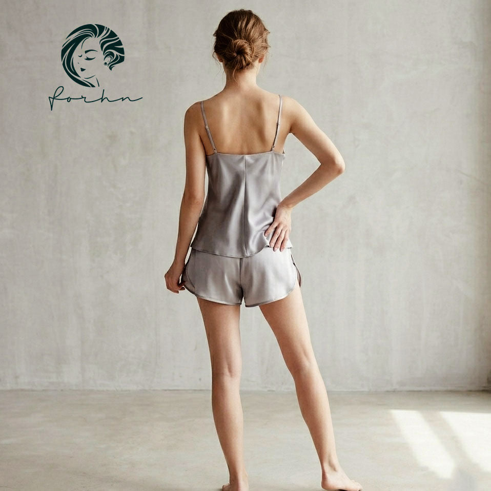 Rosie Sset, Satin Cowl Neck Camisole Set, Women’s Loungewear