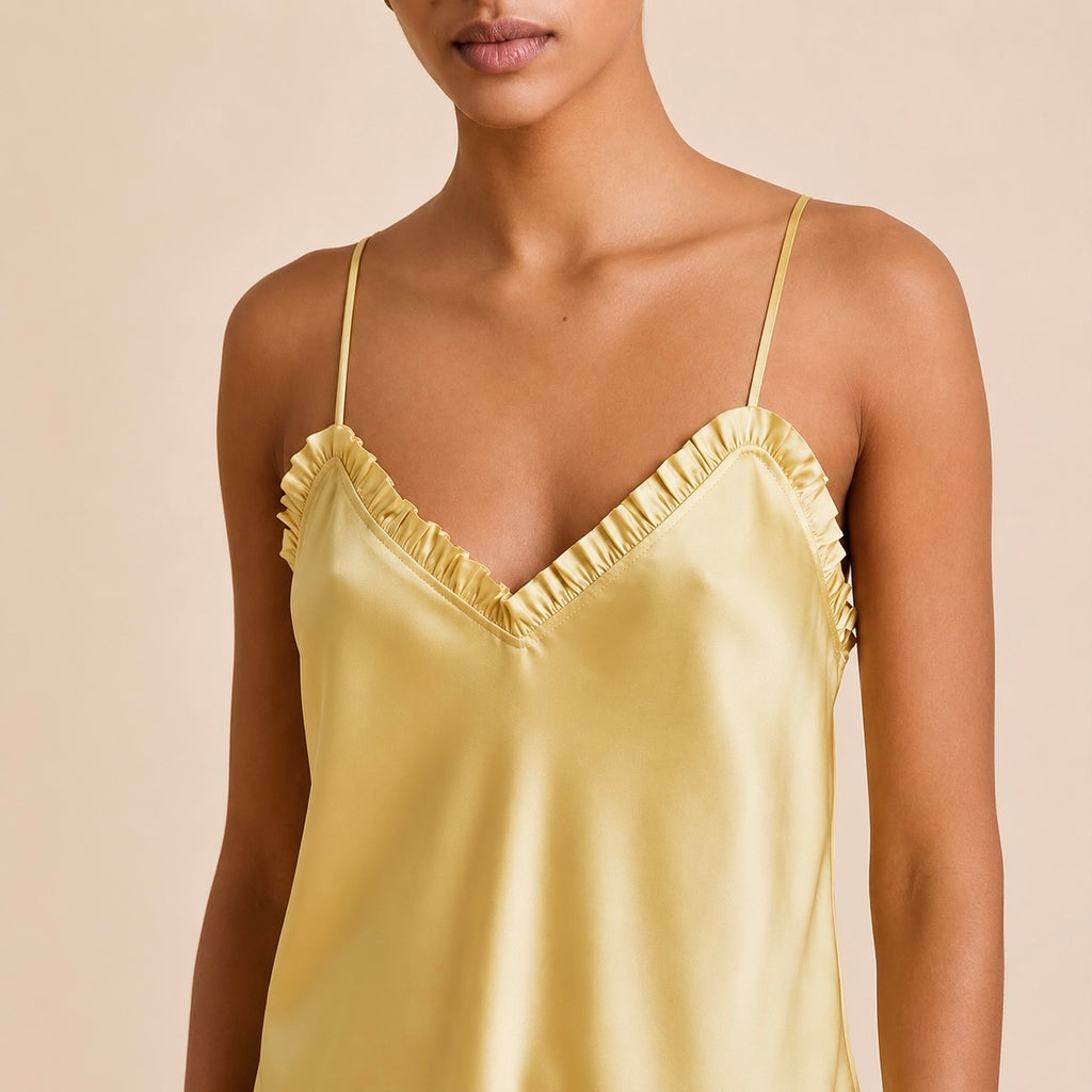 Satin Camisole Set: White, Olive-Green, Hot-pink, Apricot/Burnt-Orange Summer Pajamas SANA