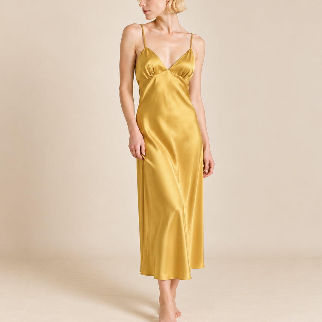 Grass Green Satin Kimono Robe, Long Silky Slip Dress, Women Sleepwear, Gift For Her
