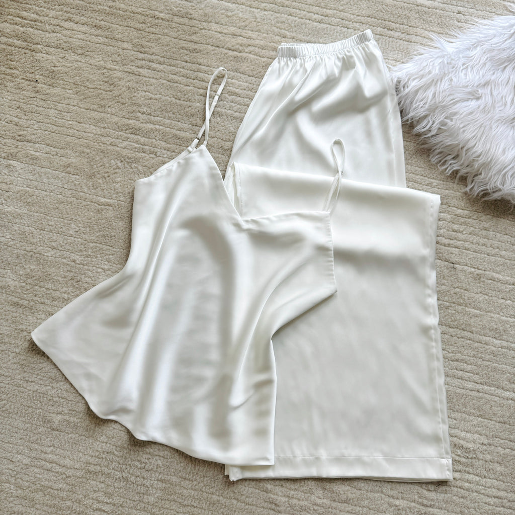 Satin Cami And Pants Pajama Set , Pajama Loungewear, Bridal Sleepwear