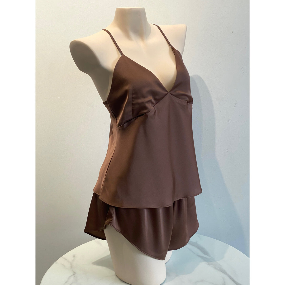 Layla Set, Satin Cami - Shorts, Backless Cross-Strap Lounge Set