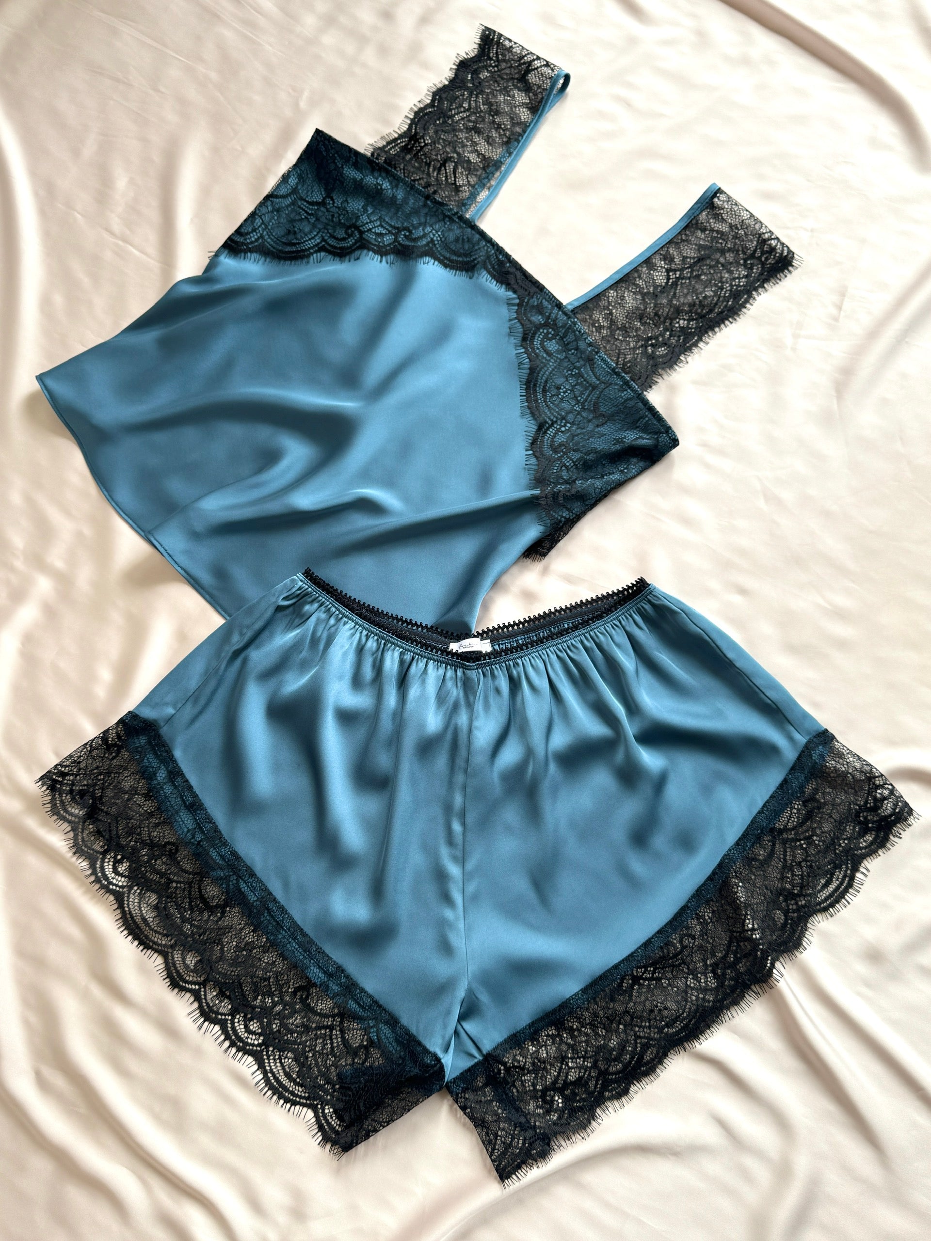 Satin Lace Cami And Shorts Set Cute Loungewear Pajama KRISTAL