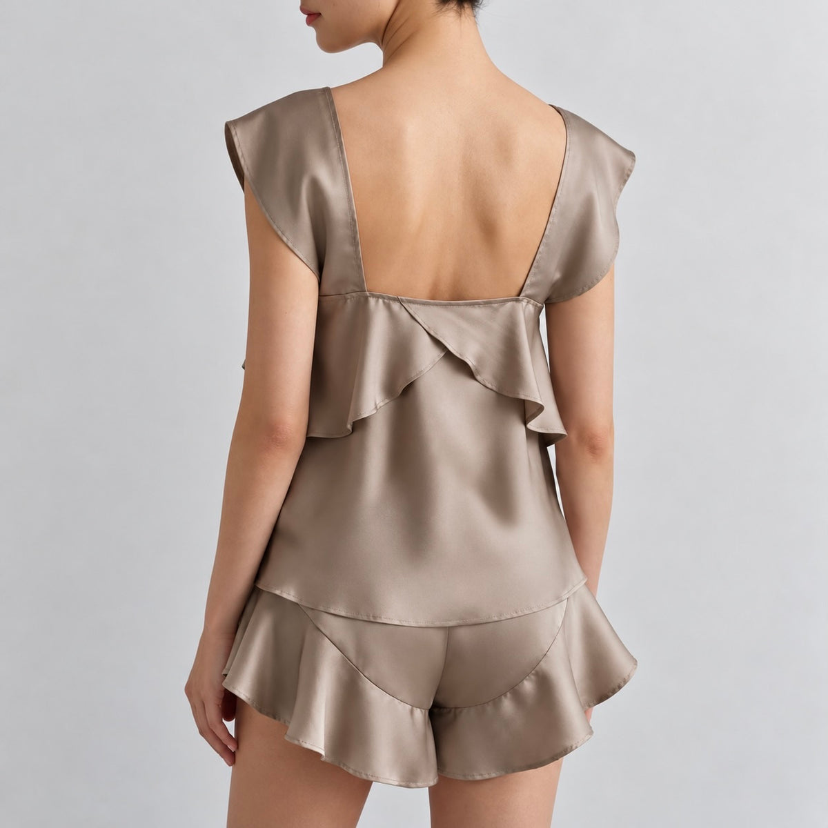 Pearl Beige Satin Cami & Shorts Set, Silky Loungewear, Bridesmaid Gift, Kris