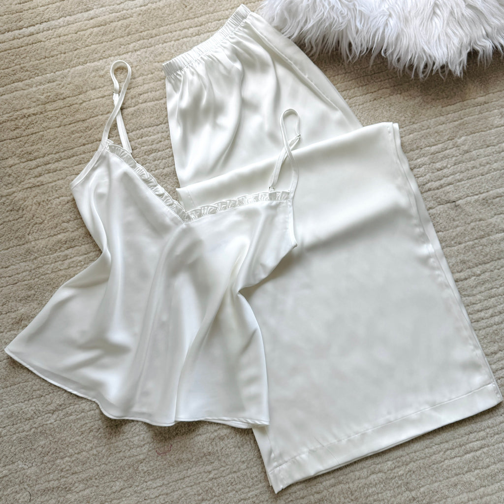 Satin Cami Long Pants Set Women, Bridal Sleepwear, Loungewear Pajama Set MixJulie