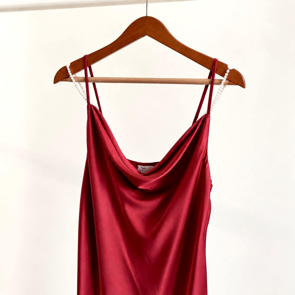 CELINE Satin Maxi Nightgown – Pearl Strap Cowl Neck Sleep Dress, Holidays Gift for Her