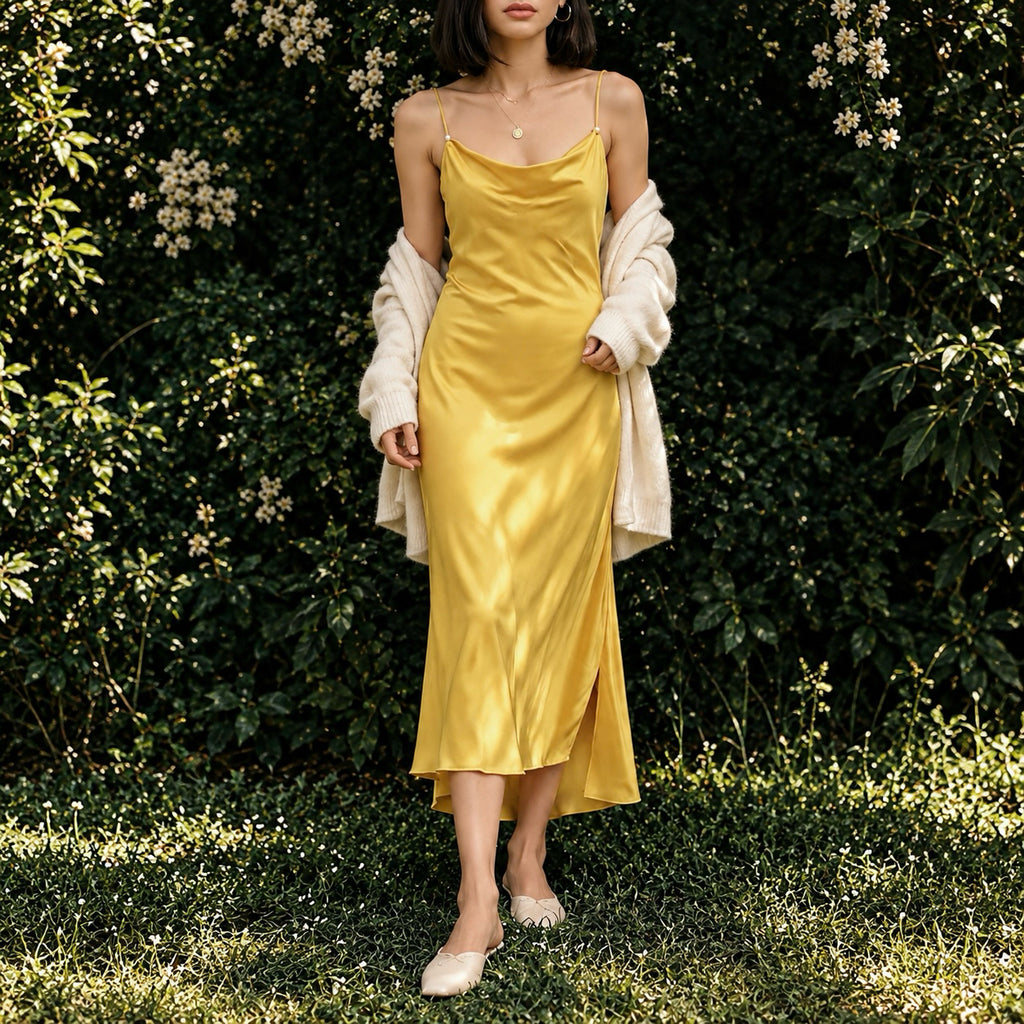 MILAN Satin Cowl Neck Maxi Dress – Elegant Evening Wear, Romantic Gift for Her