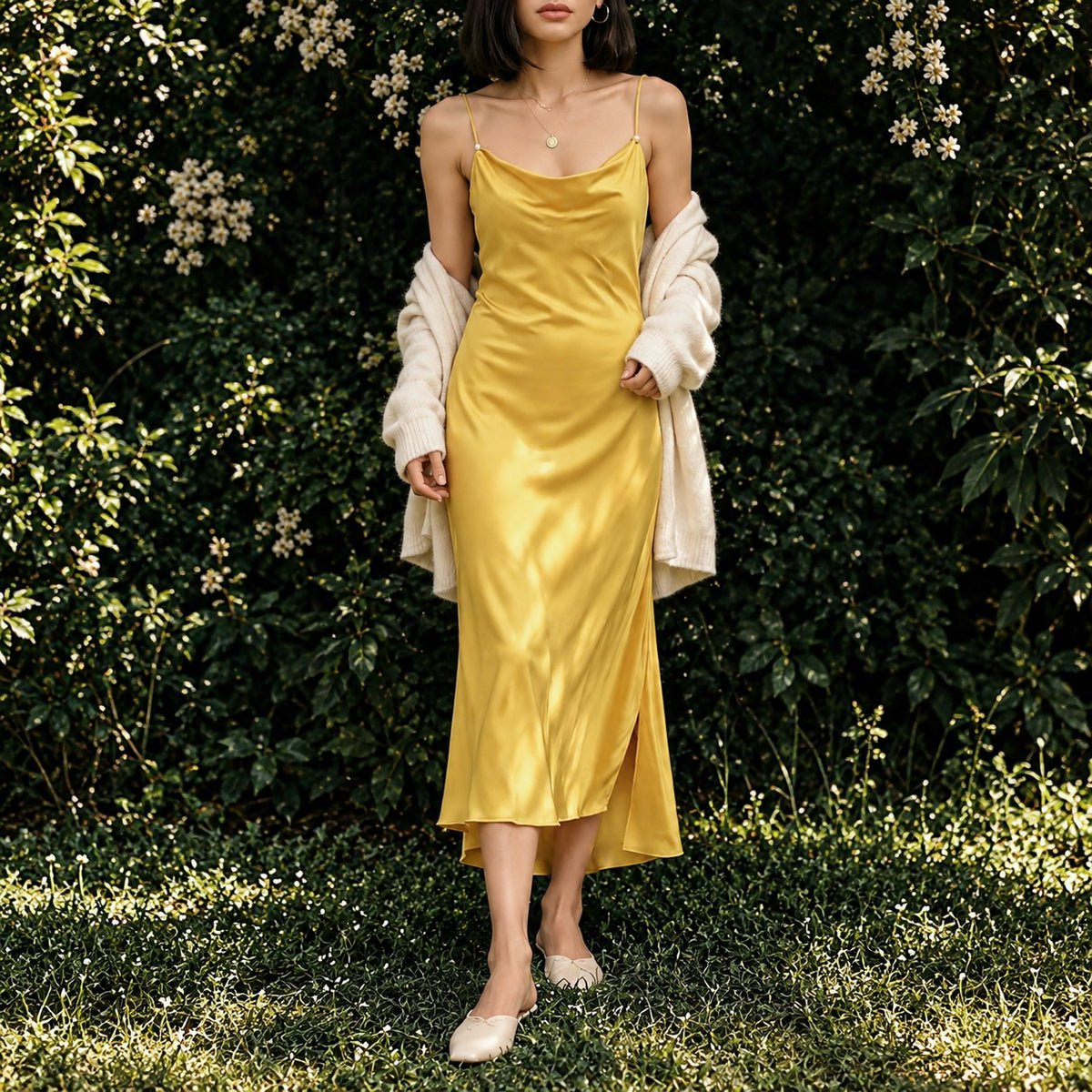 MILAN Satin Cowl Neck Maxi Dress – Elegant Evening Wear, Romantic Gift for Her