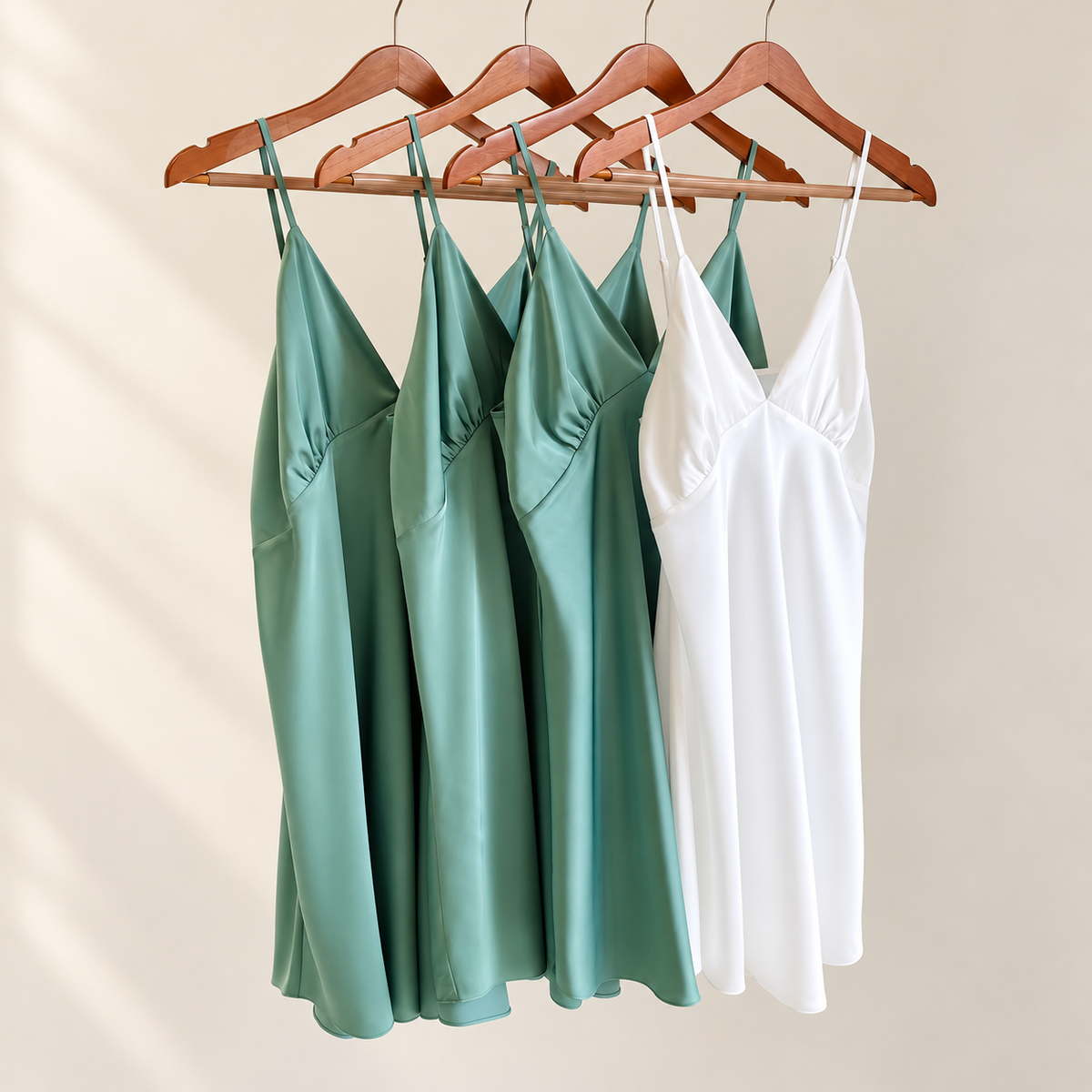 Mint-green Satin Slip Dress Bia Cut Cami Nightgown Bridesmaid & Bridal Party Gifts CUP1
