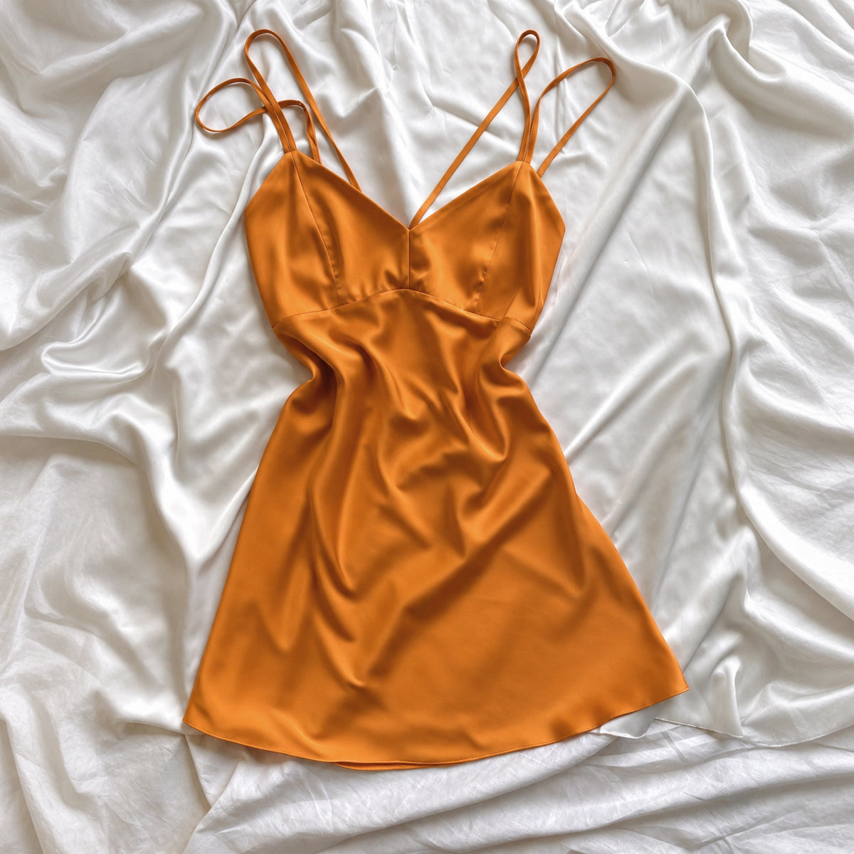 Gold Silky Cami Nightgown, Satin Backless Dress, Sexy Sleepwear, CUP2