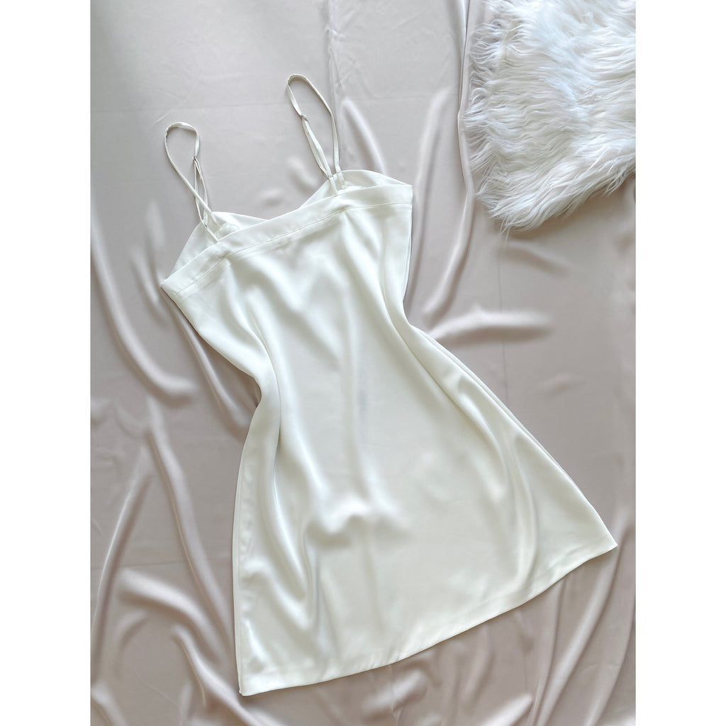 White Satin Slip Dress, Bridal Nightdress, Bridesmaid Gift, Honeymoon Sleepwear MERCY Dress