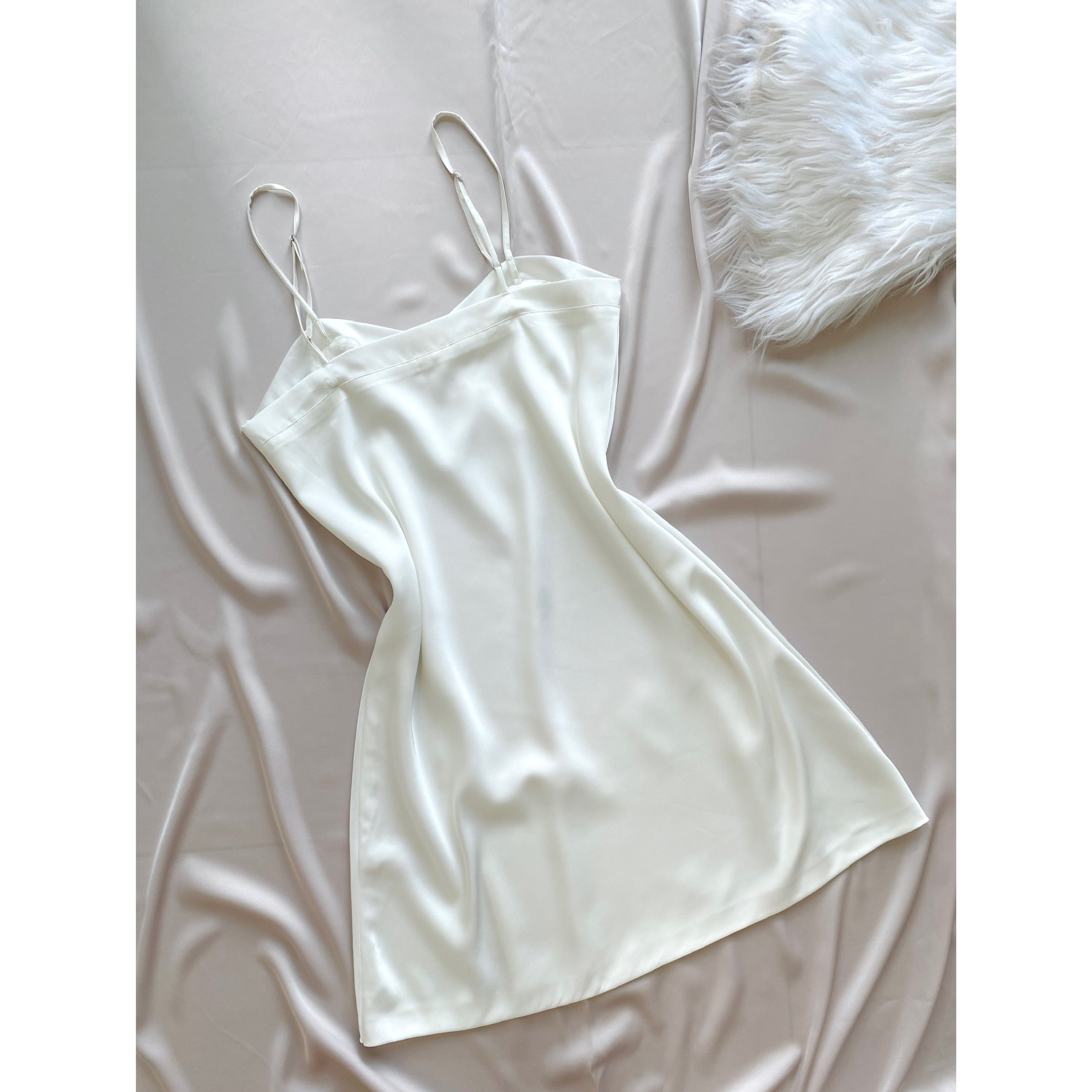 White Satin Slip Dress, Bridal Nightdress, Bridesmaid Gift, Honeymoon Sleepwear MERCY Dress