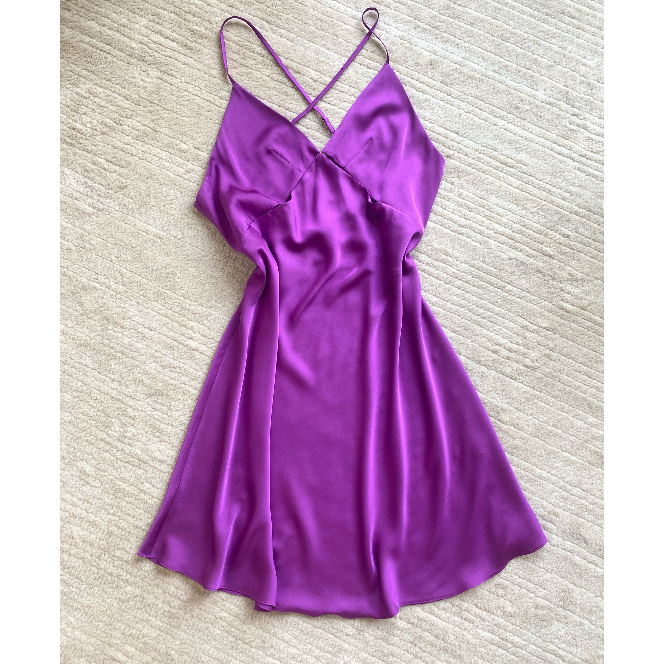 Black Satin Cut Out Nightgown Backless Slip Dress Sexy Women's Sleepwear TINY