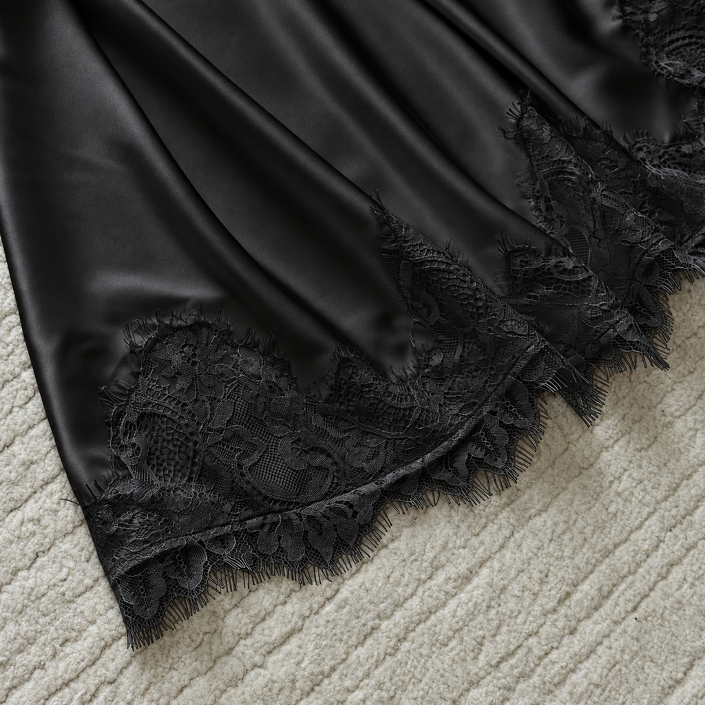Delphine Satin Lace Mini Nightgown – Romantic Sleepwear & Gift for Her
