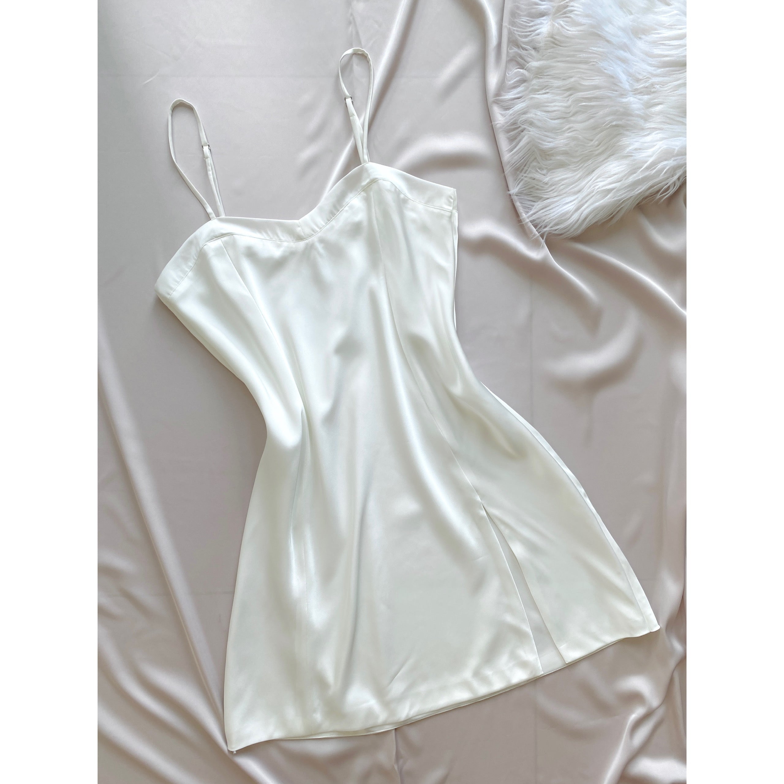 White Satin Slip Dress, Bridal Nightdress, Bridesmaid Gift, Honeymoon Sleepwear MERCY Dress