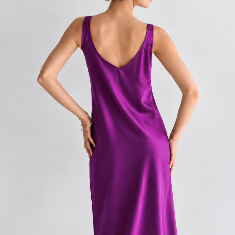 Eudora Midi Slip Dress, Scoop Neck, Bridal Party Dress