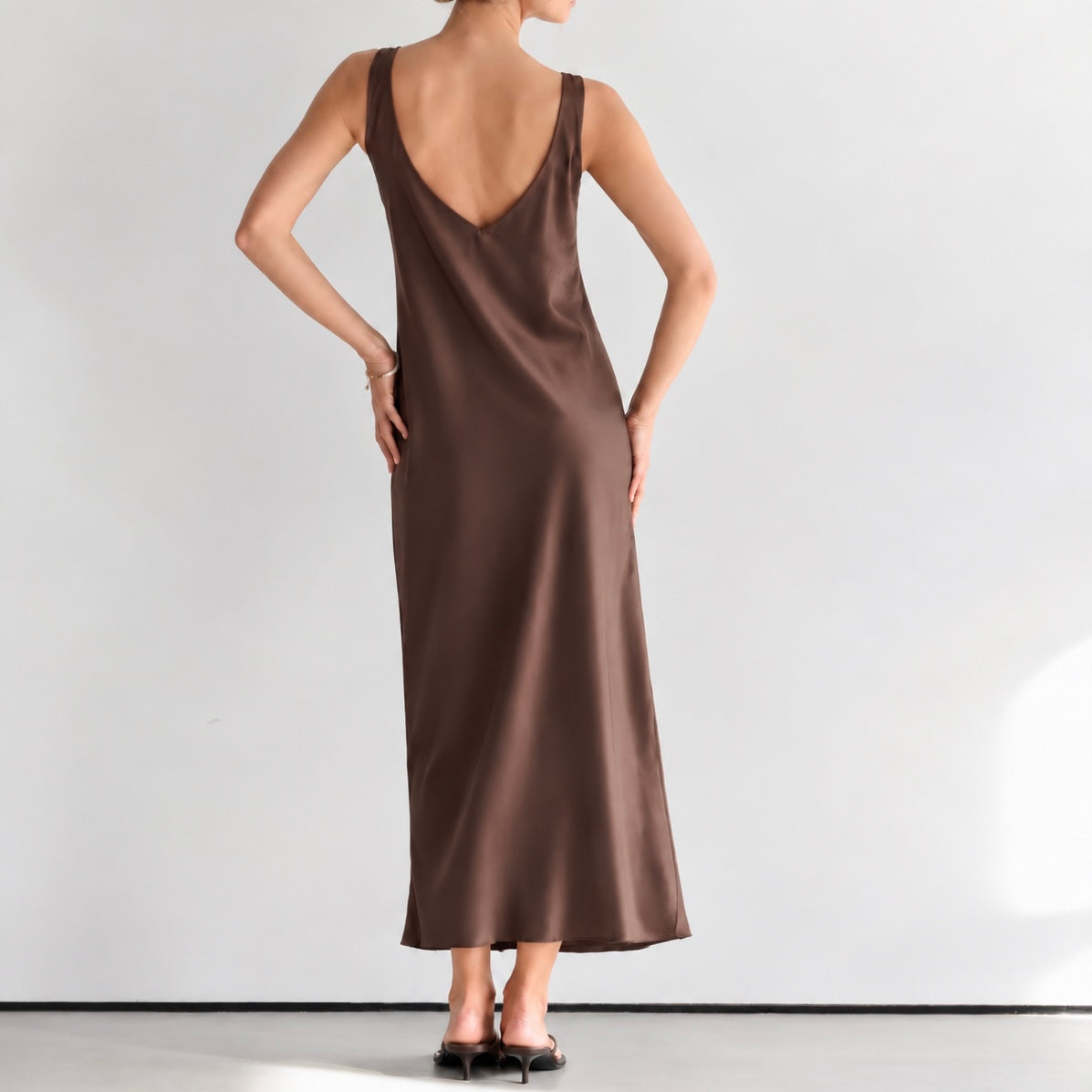 Eudora Silky Satin Midi Sleep Dress – Scoop Neck, Elegant Loungewear & Day-to-Night Style