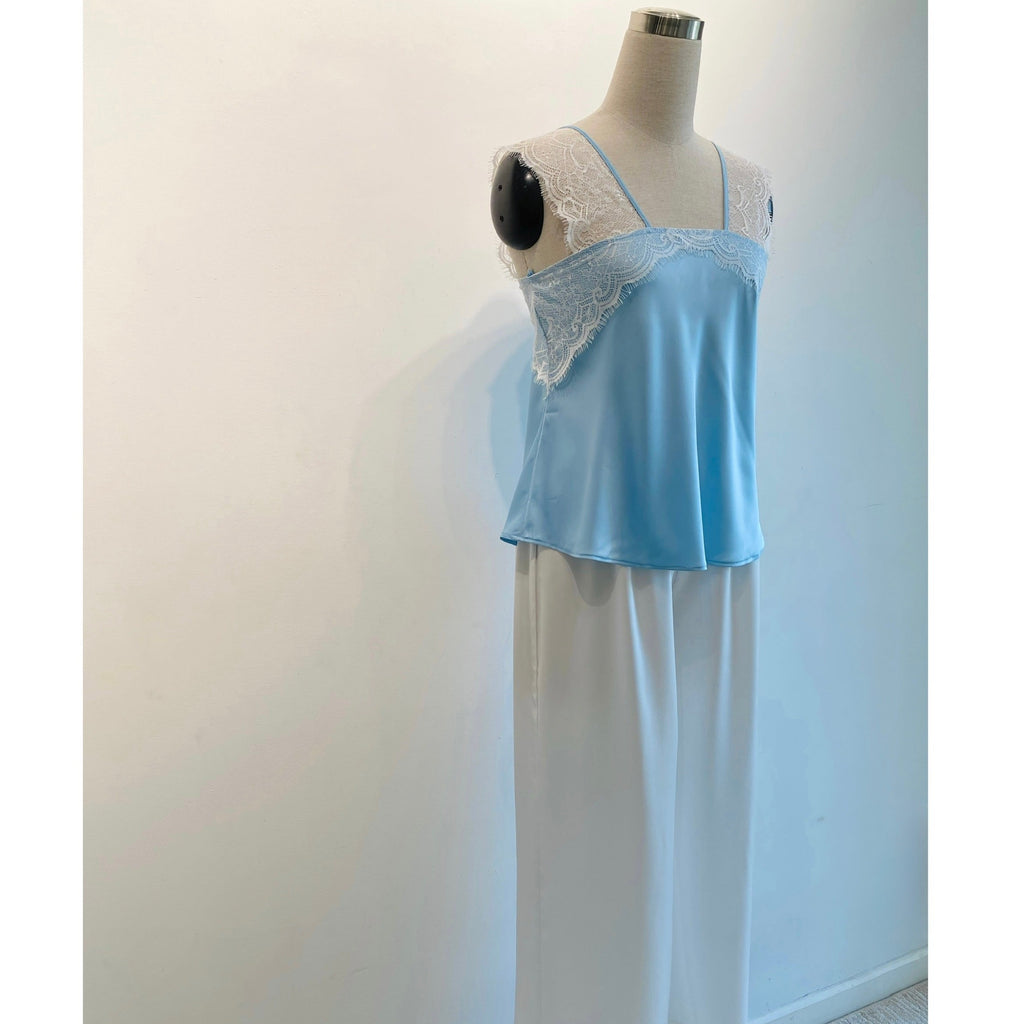 Kristal Long Pants Satin Camisole, Cute Women's Loungewear Pajama Set